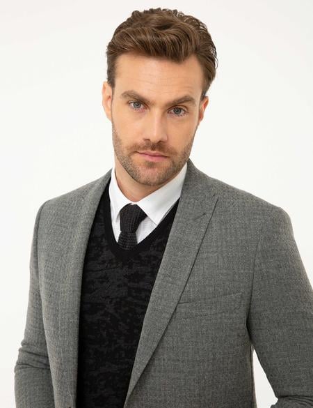 Gri Ekstra Slim Fit Ceket - 50208602005