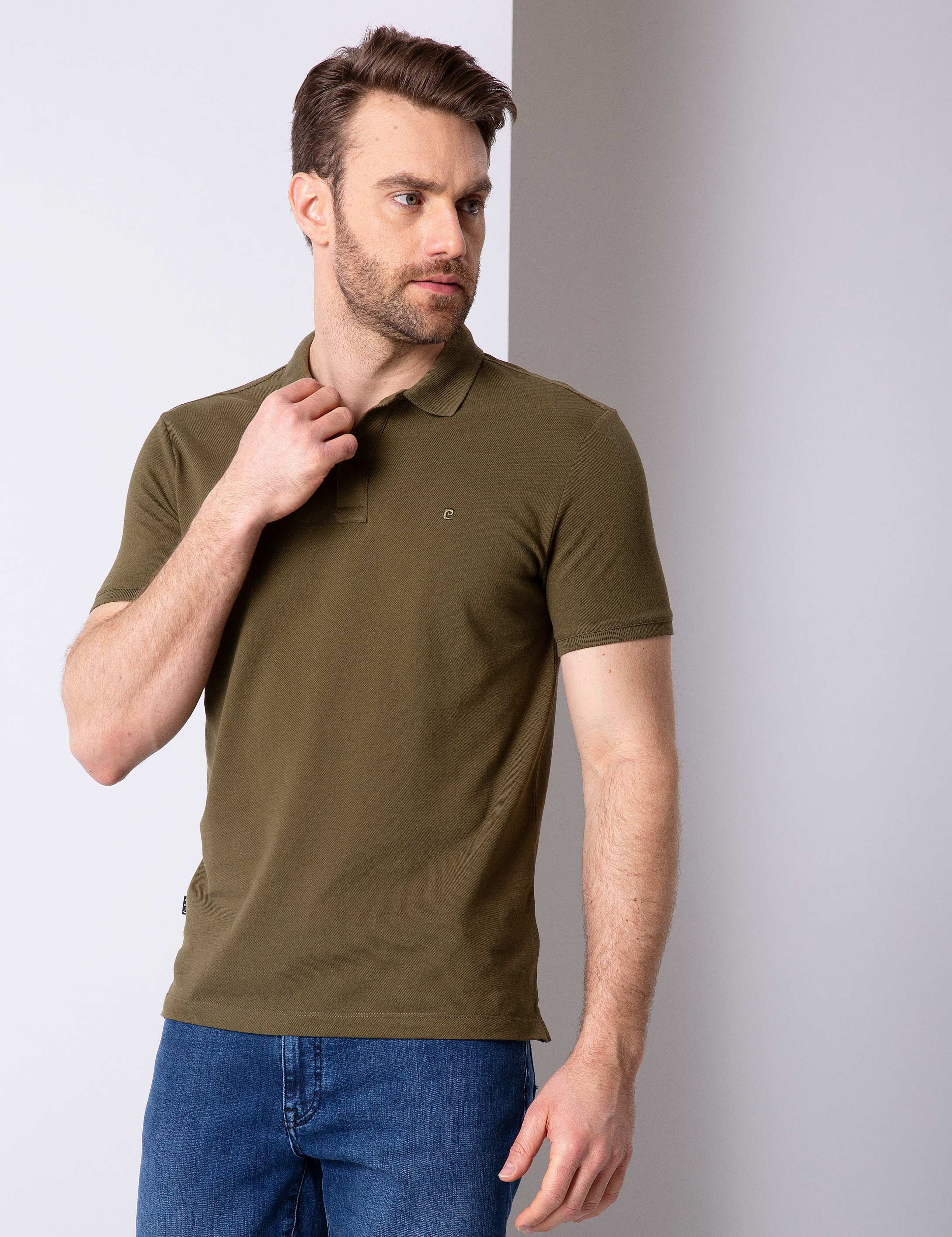 Haki Slim Fit Basic Polo Yaka T-Shirt