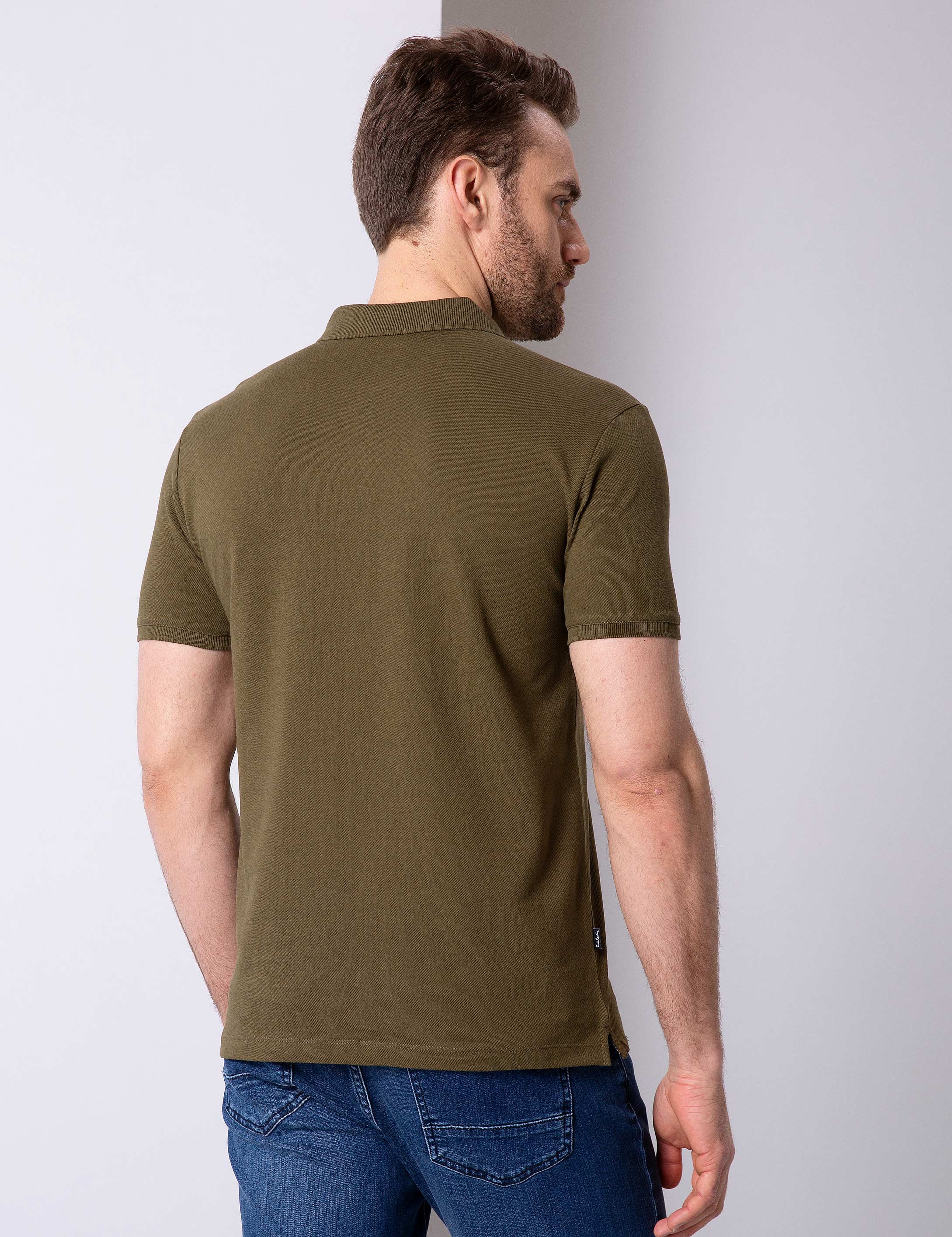 Haki Slim Fit Basic Polo Yaka T-Shirt - Image 3