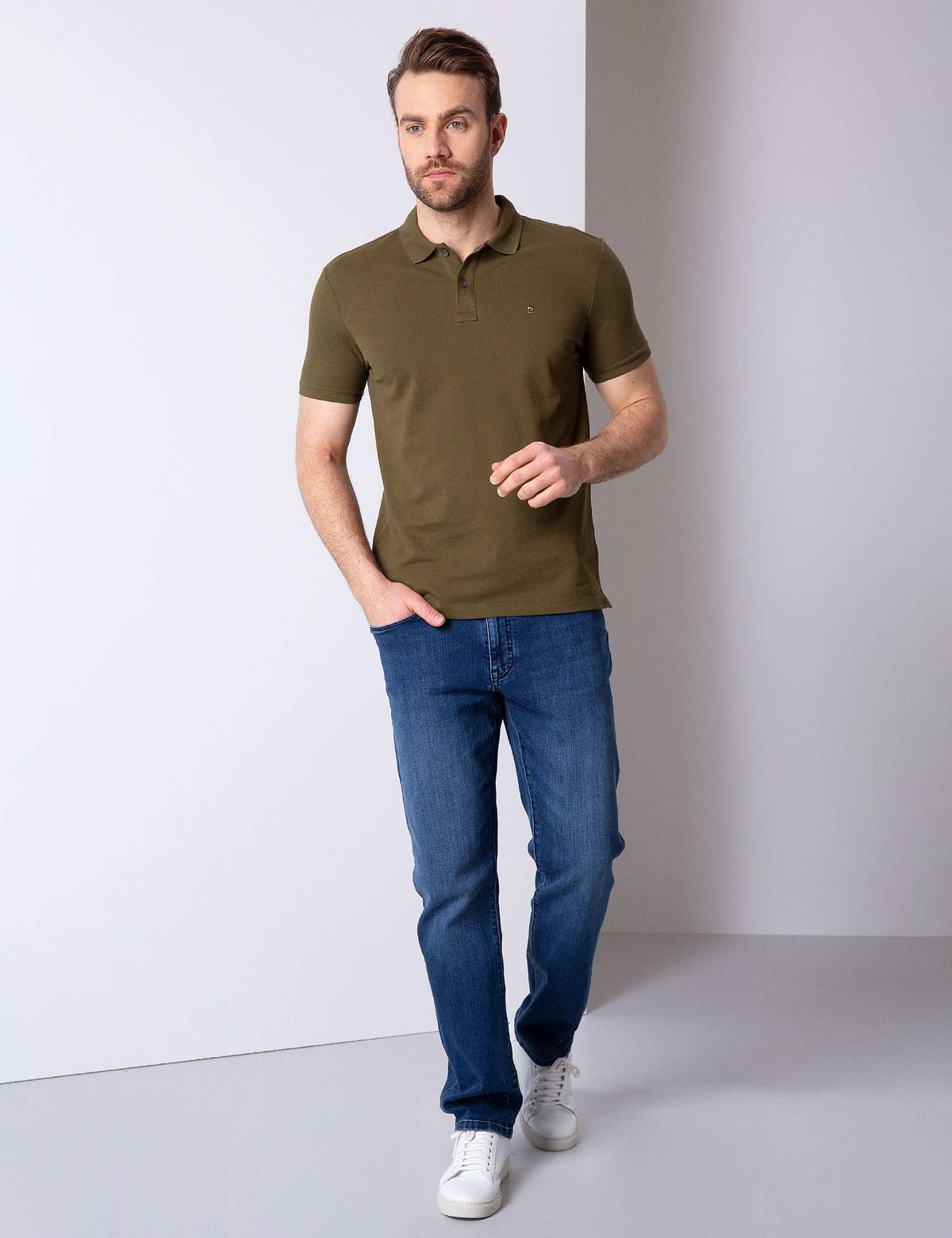 Haki Slim Fit Basic Polo Yaka T-Shirt - 50199338098