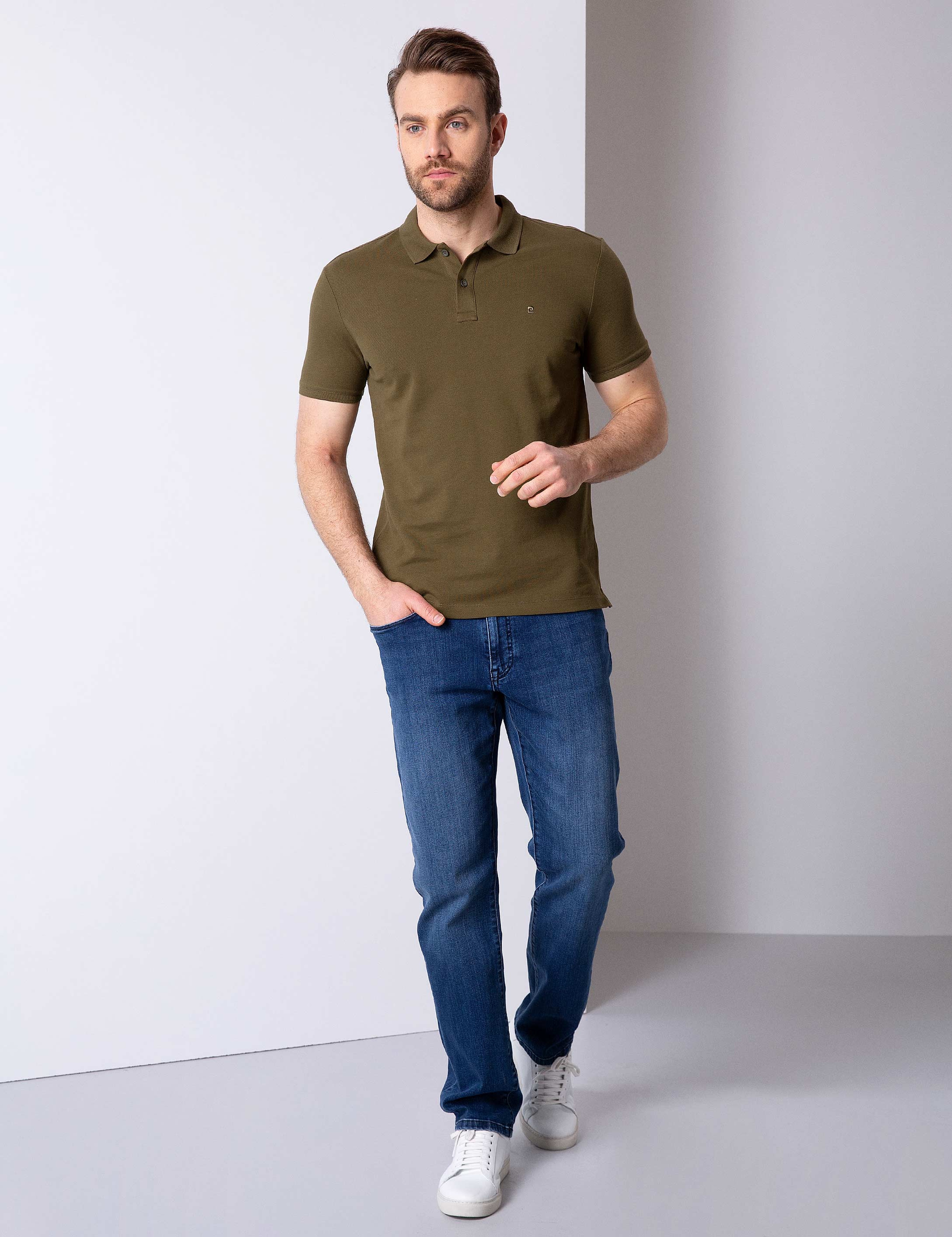 Haki Slim Fit Basic Polo Yaka T-Shirt - Image 2