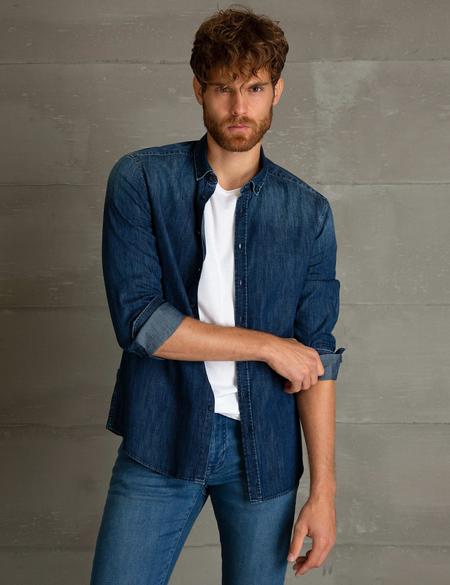 Slim Mavi Gömlek - 50193486001