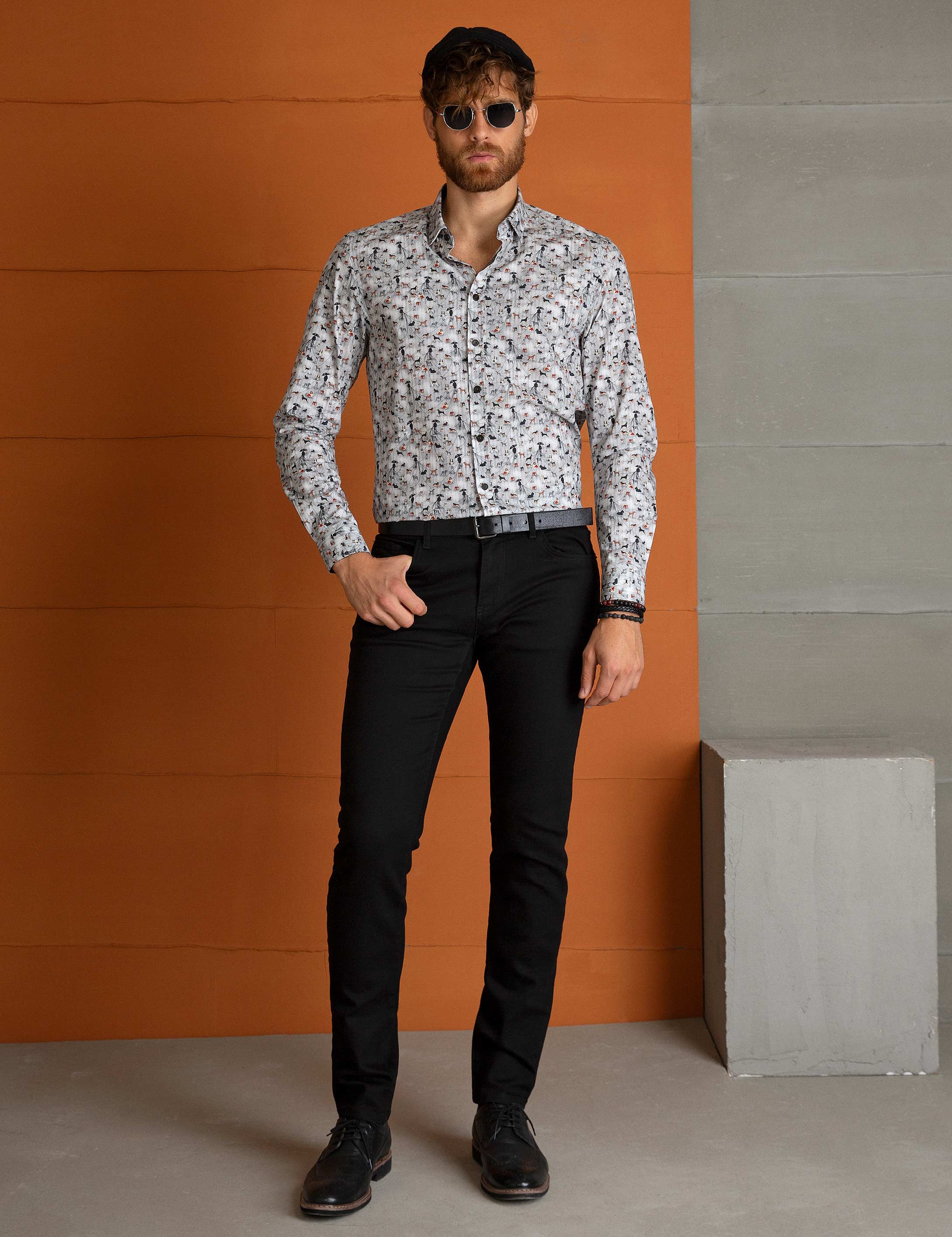 Gri Slim Fit Gömlek - Image 1