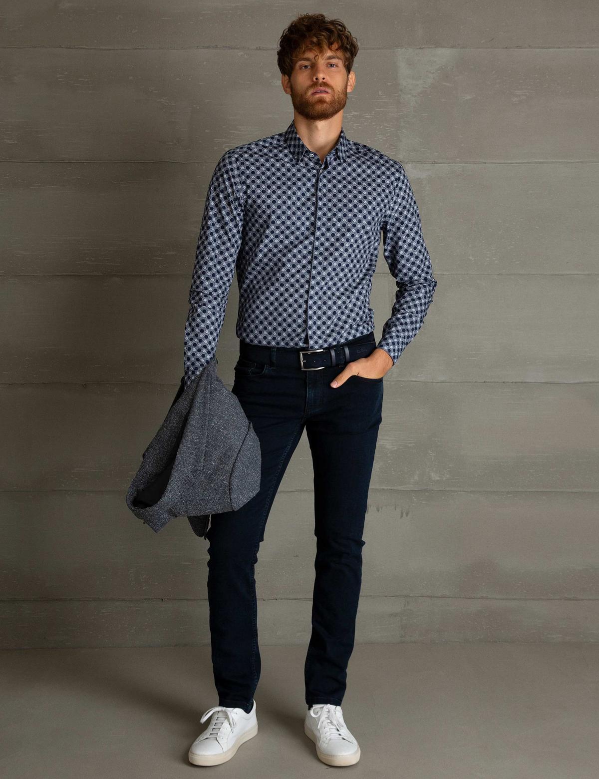 Slim Lacivert Gömlek