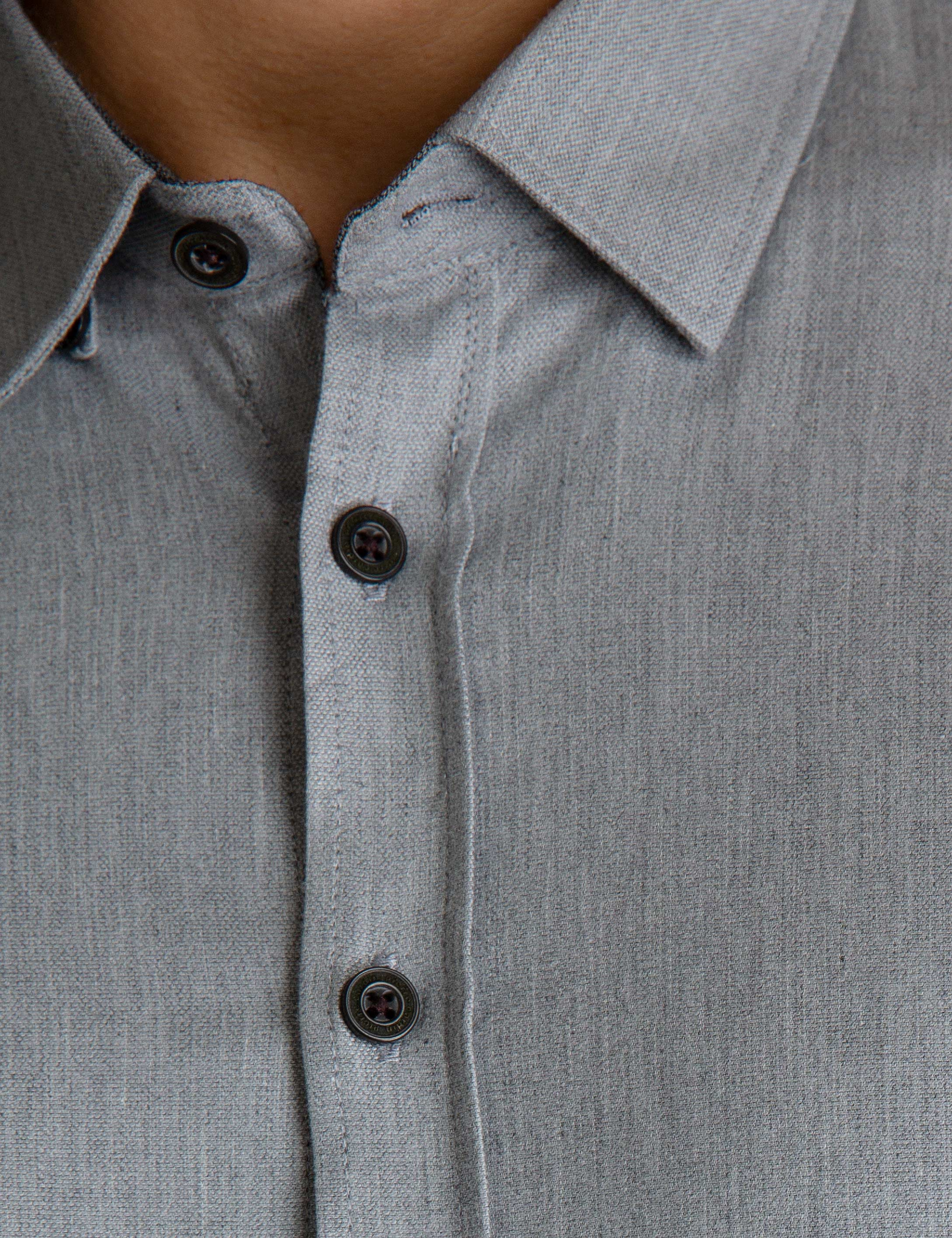 Gri Slim Fit Gömlek - Image 4