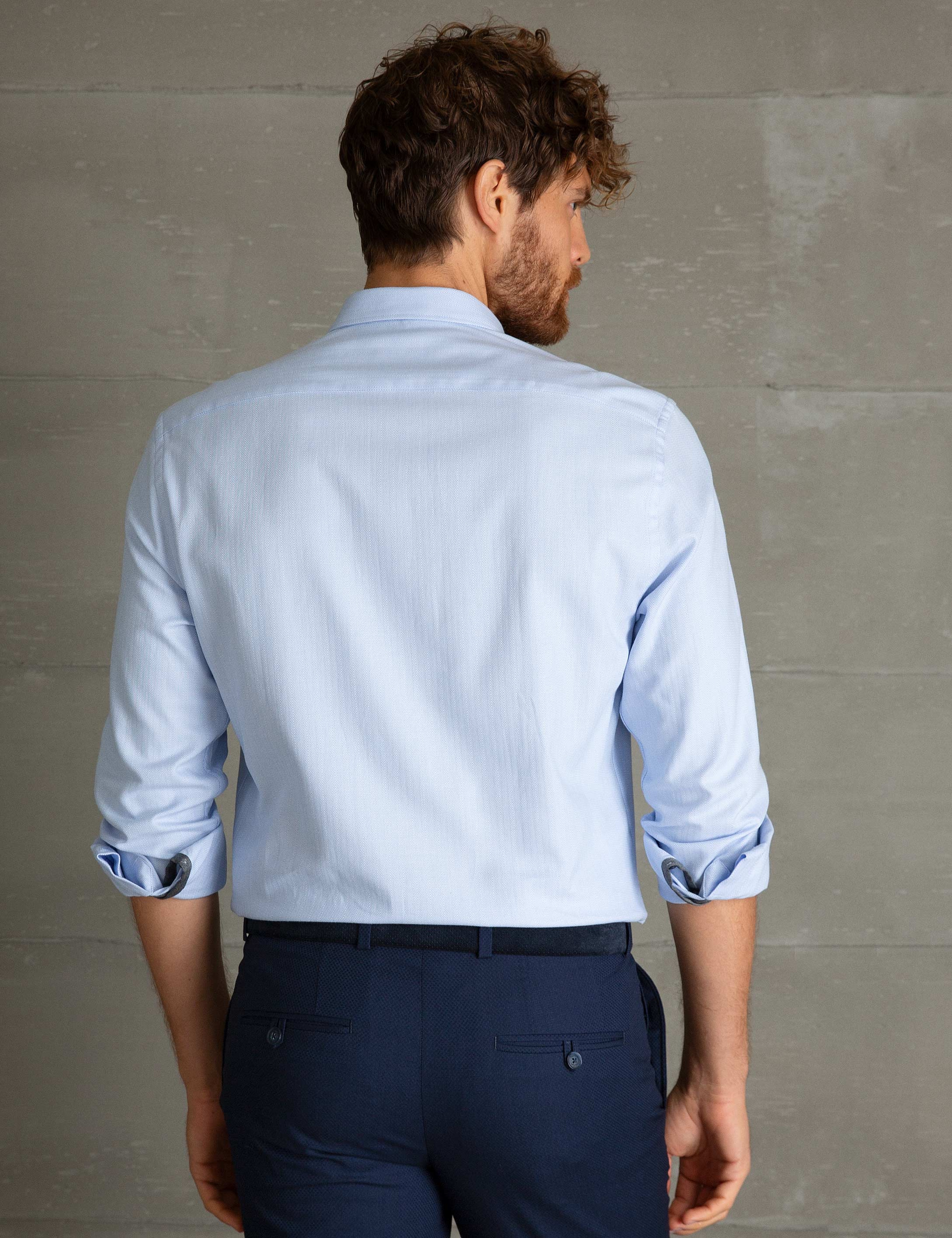 Açık Mavi Slim Fit Gömlek - Image 3