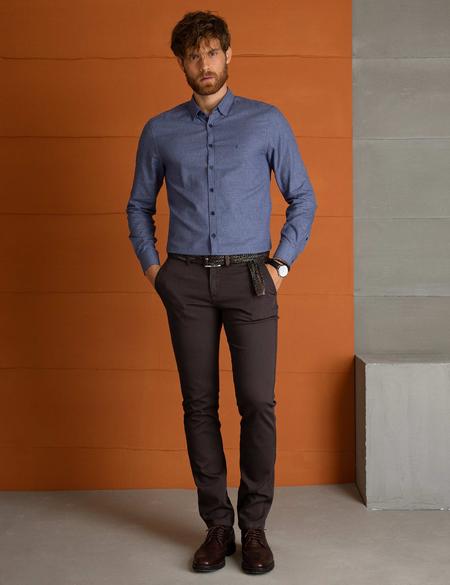 Slim Lacivert Gömlek - 50193856011