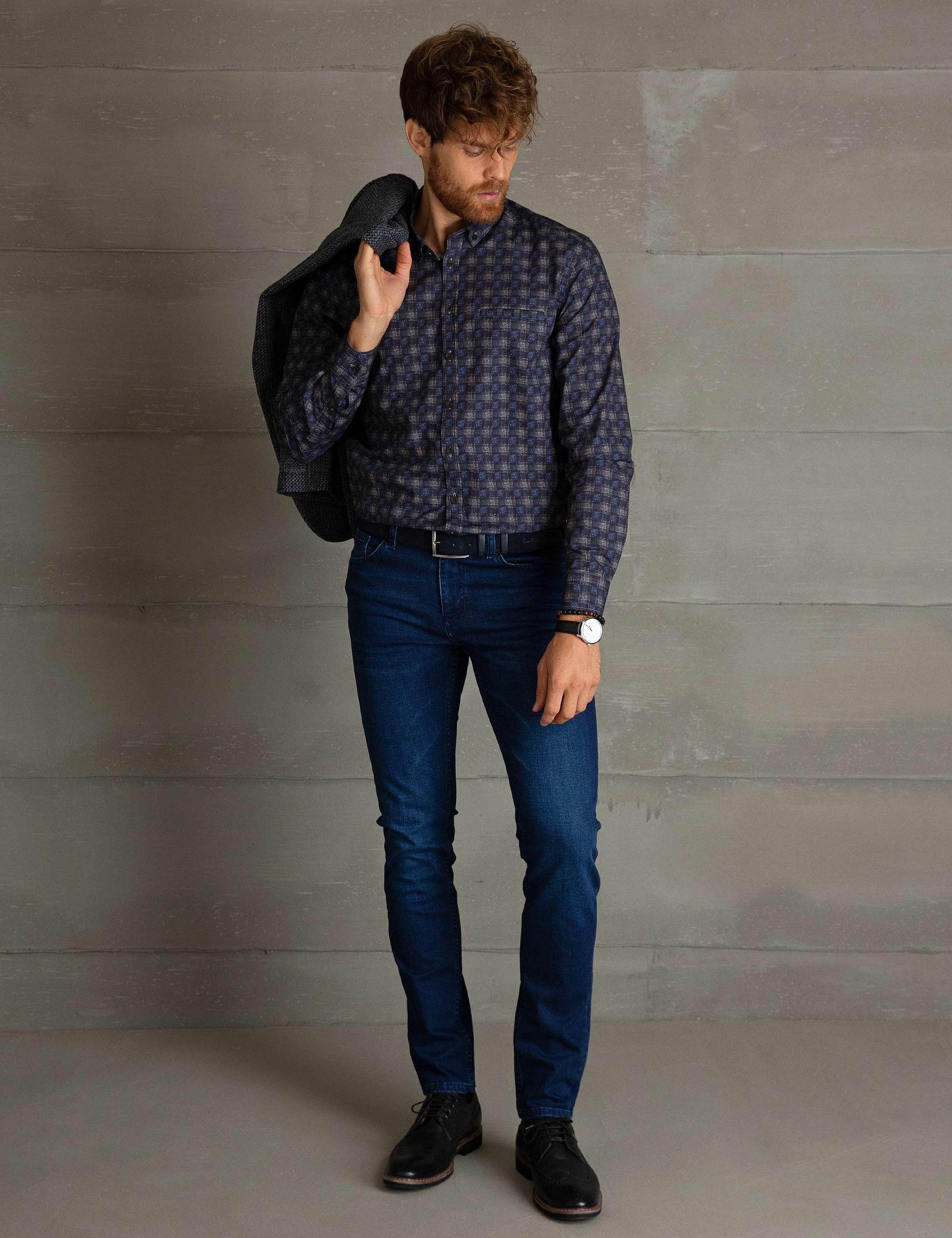 Koyu Mavi Regular Fit Gömlek