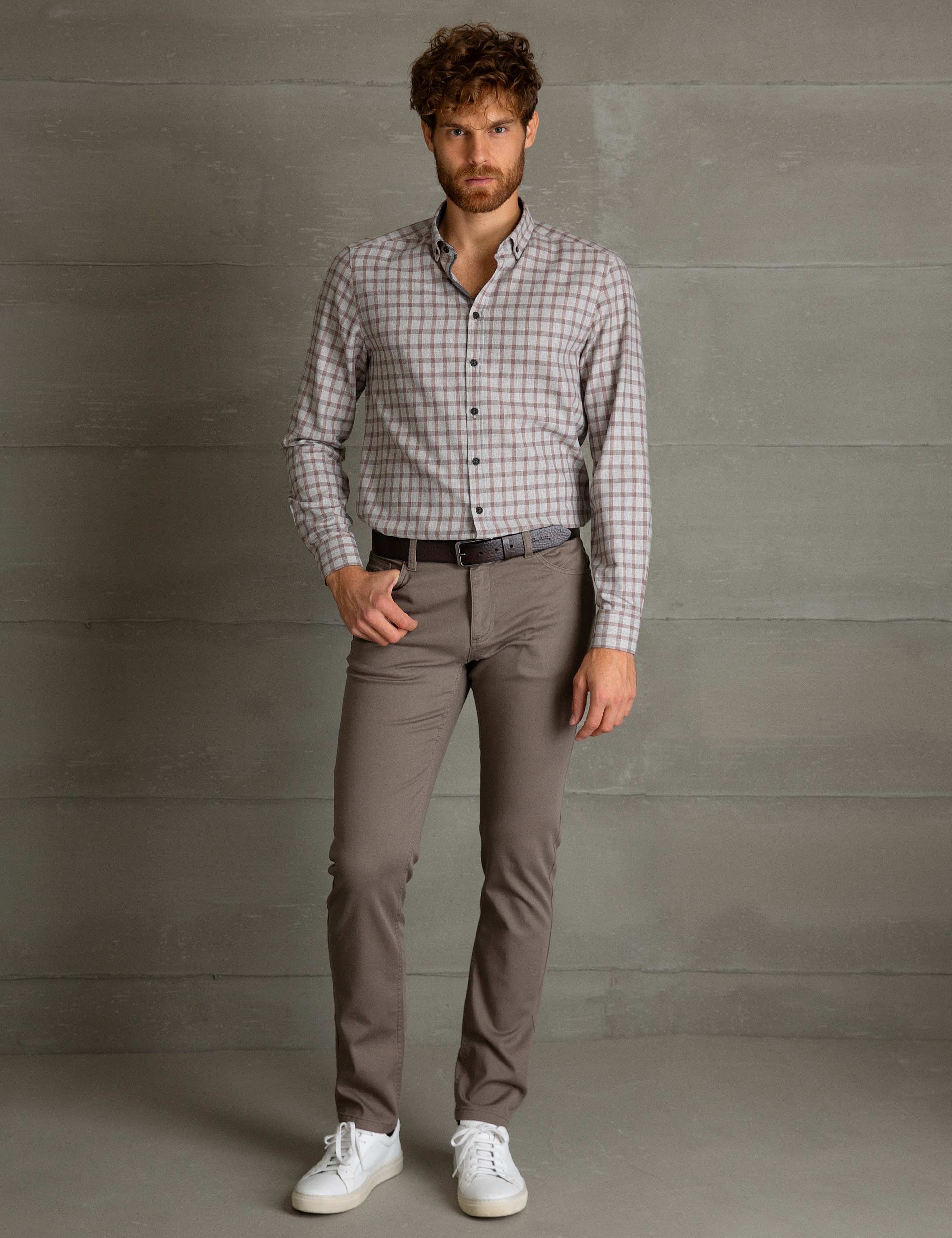 Açık Kahverengi Slim Fit Gömlek - Image 1