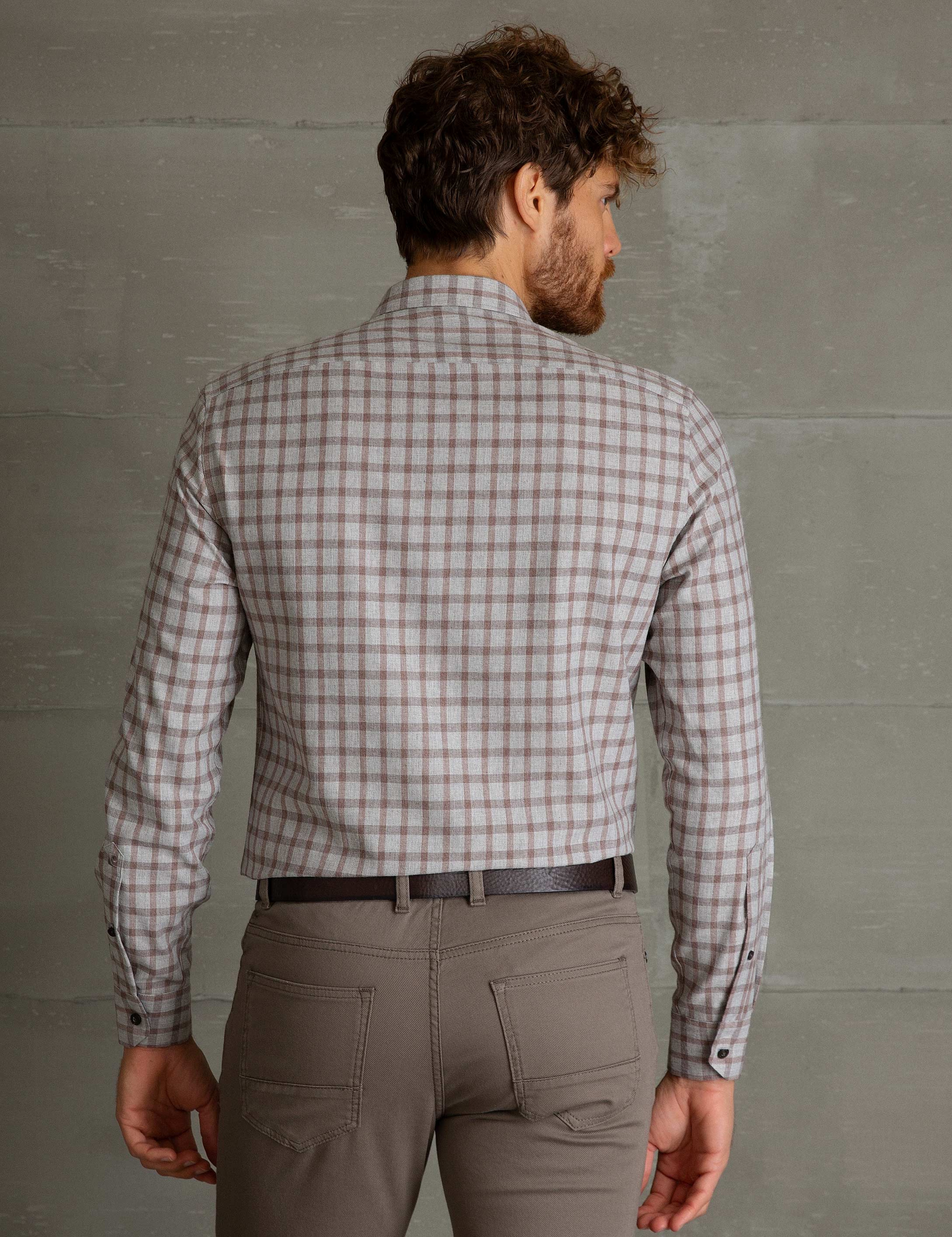 Açık Kahverengi Slim Fit Gömlek - Image 3