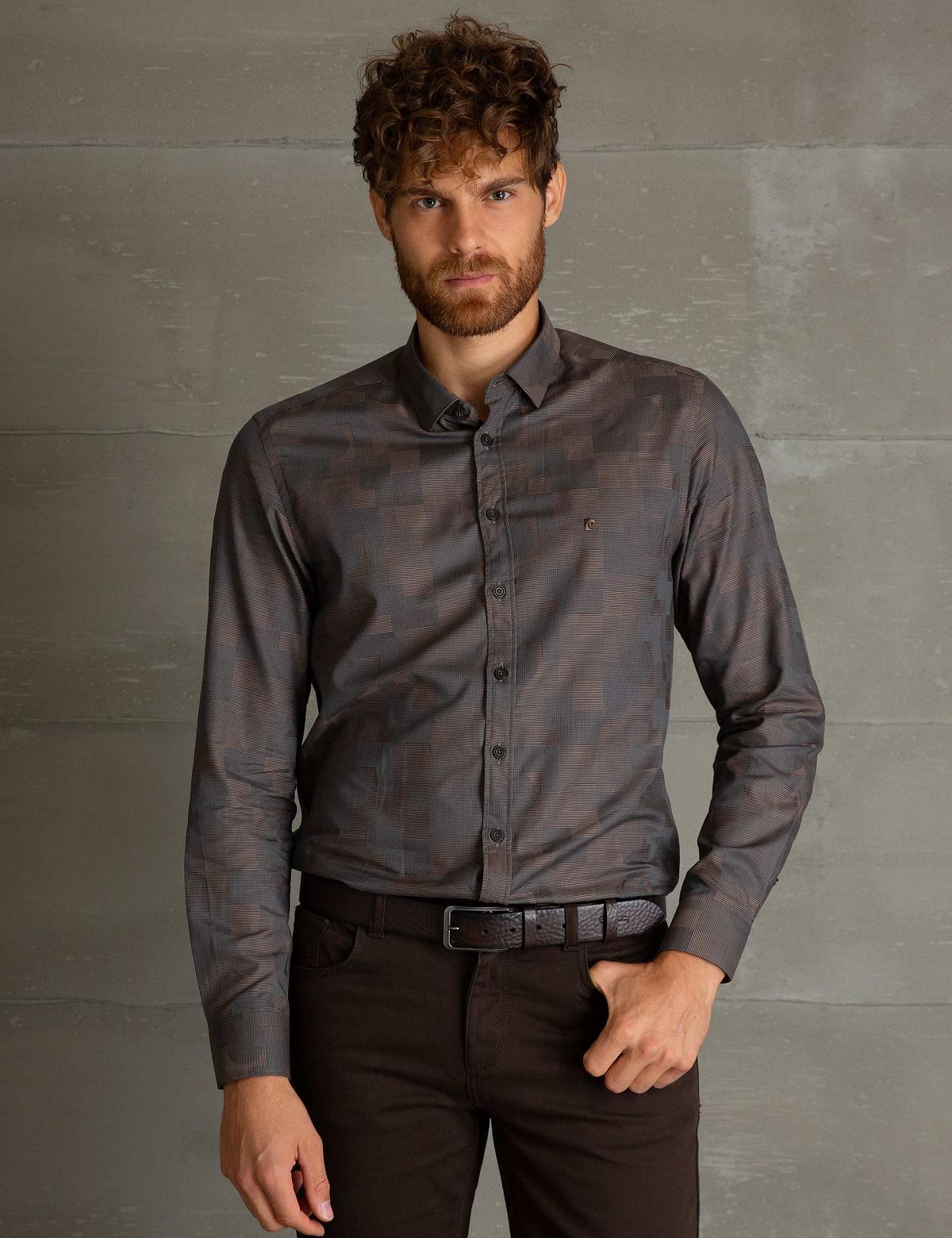 Kahverengi Slim Fit Gömlek - 50194021002