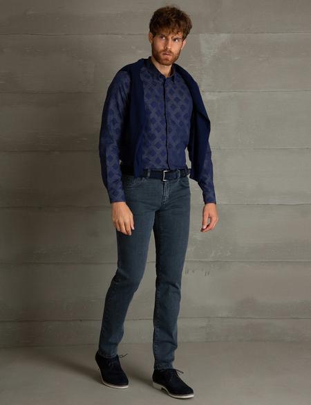Gri Detaylı Slim Fit Gömlek - 50194031010