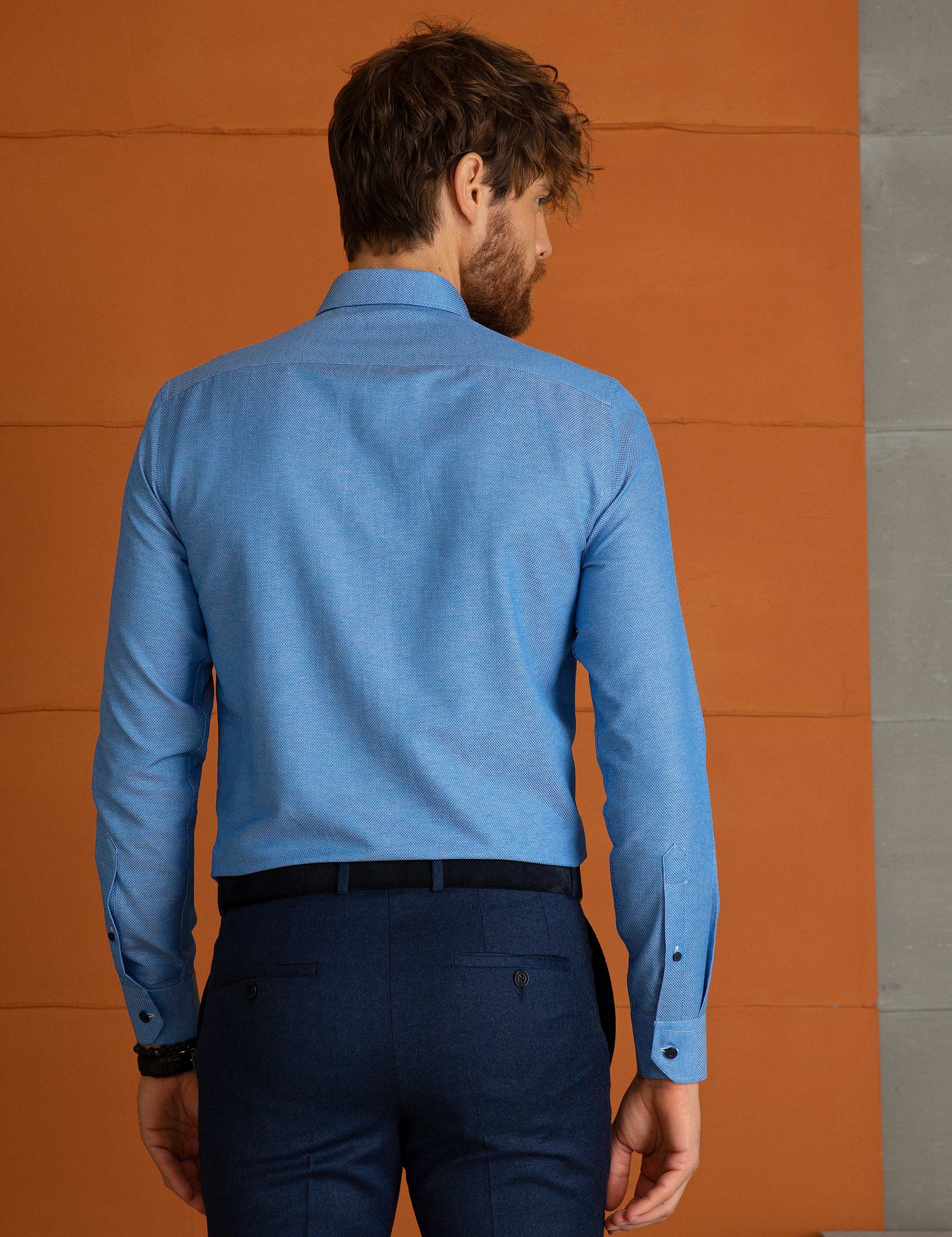 Mavi Slim Fit Gömlek - Image 3
