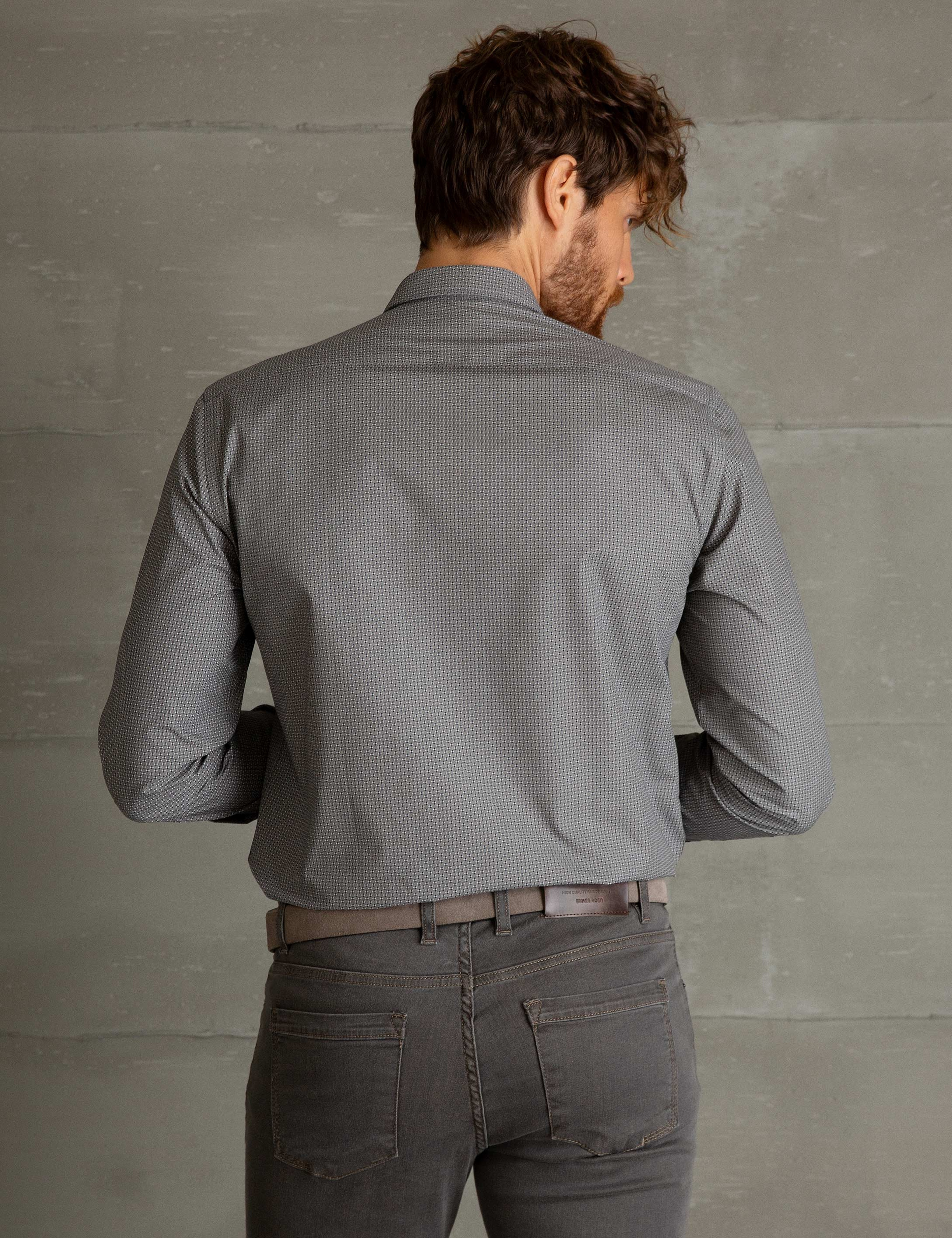 Gri Slim Fit Gömlek - Image 3