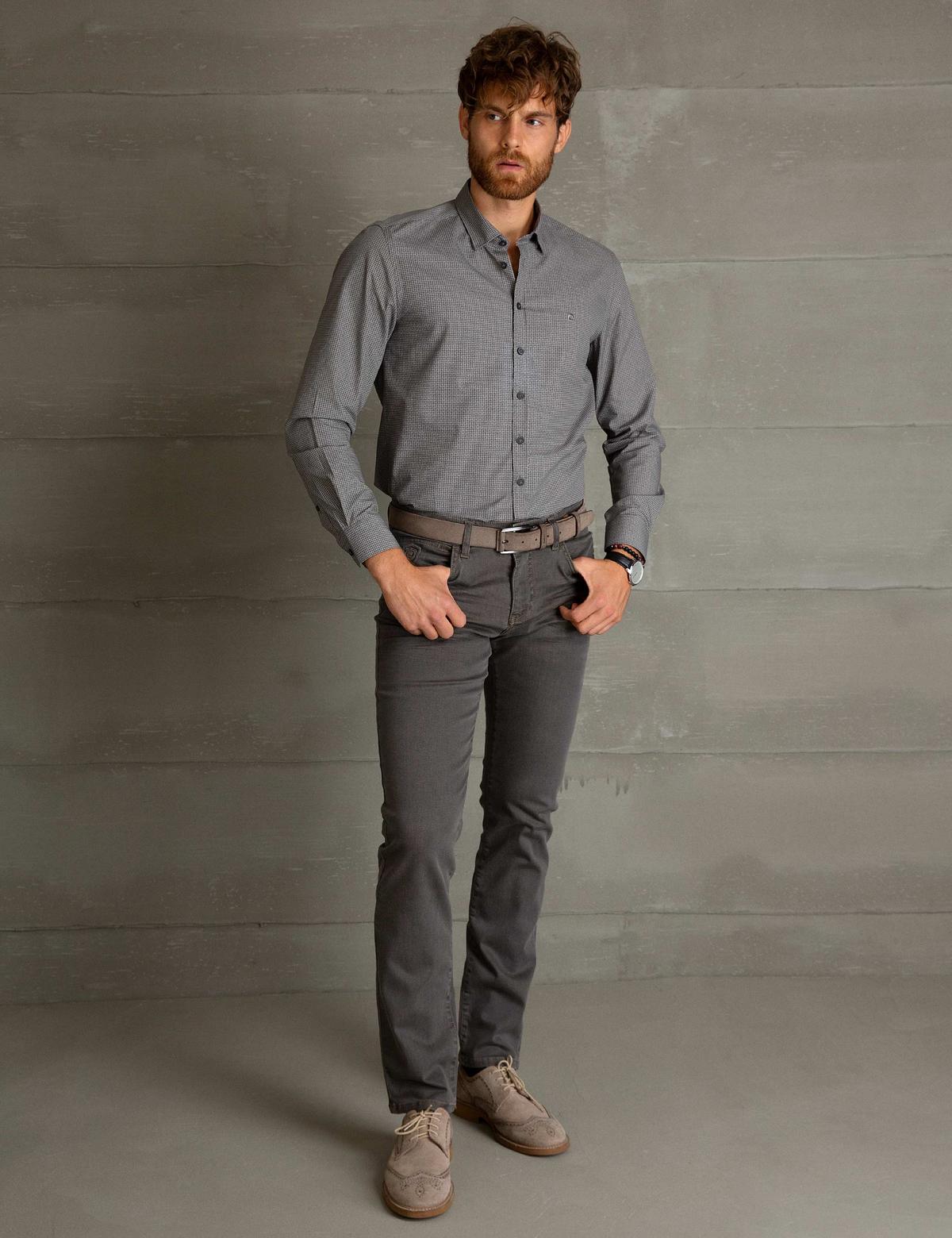 Gri Slim Fit Gömlek