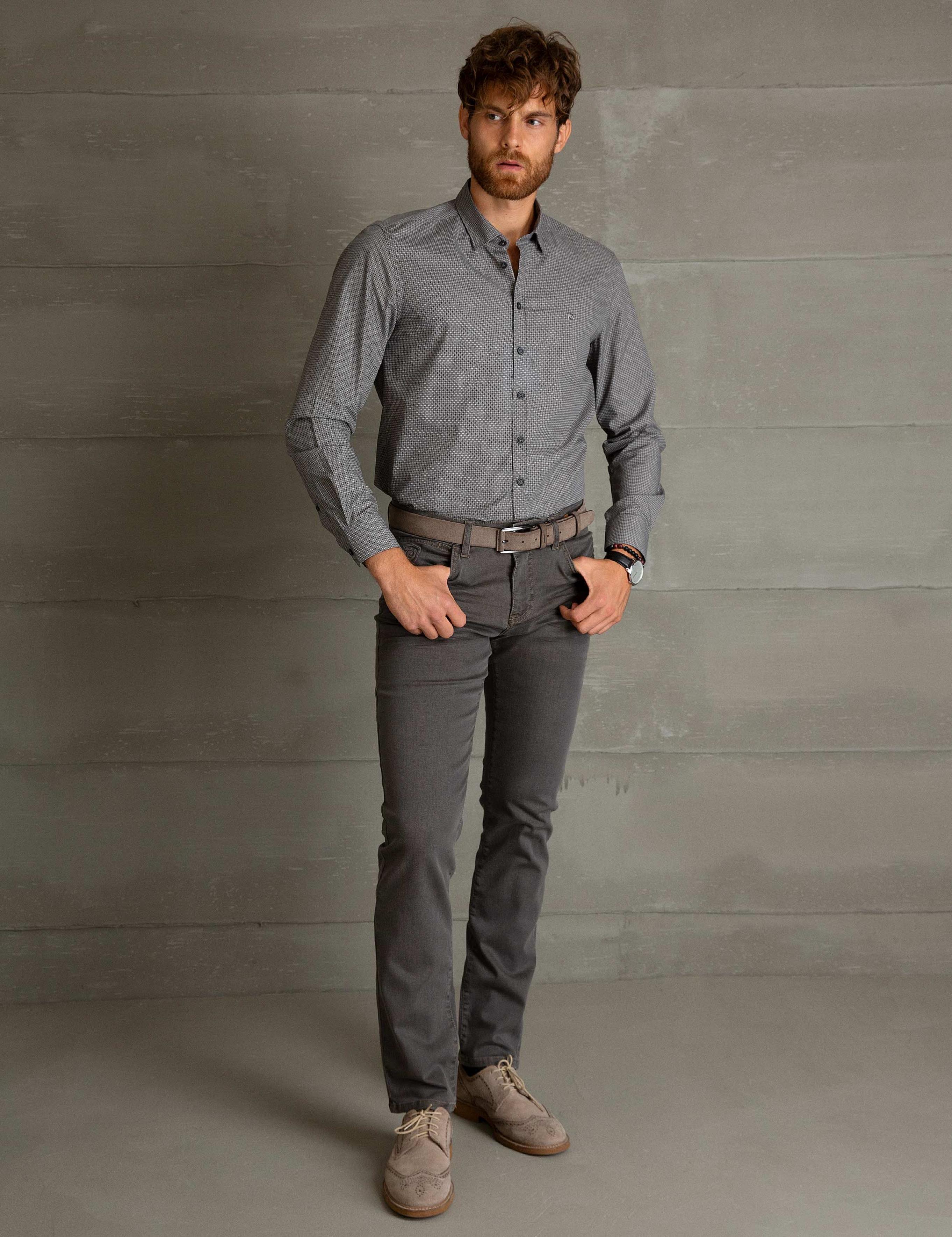 Gri Slim Fit Gömlek