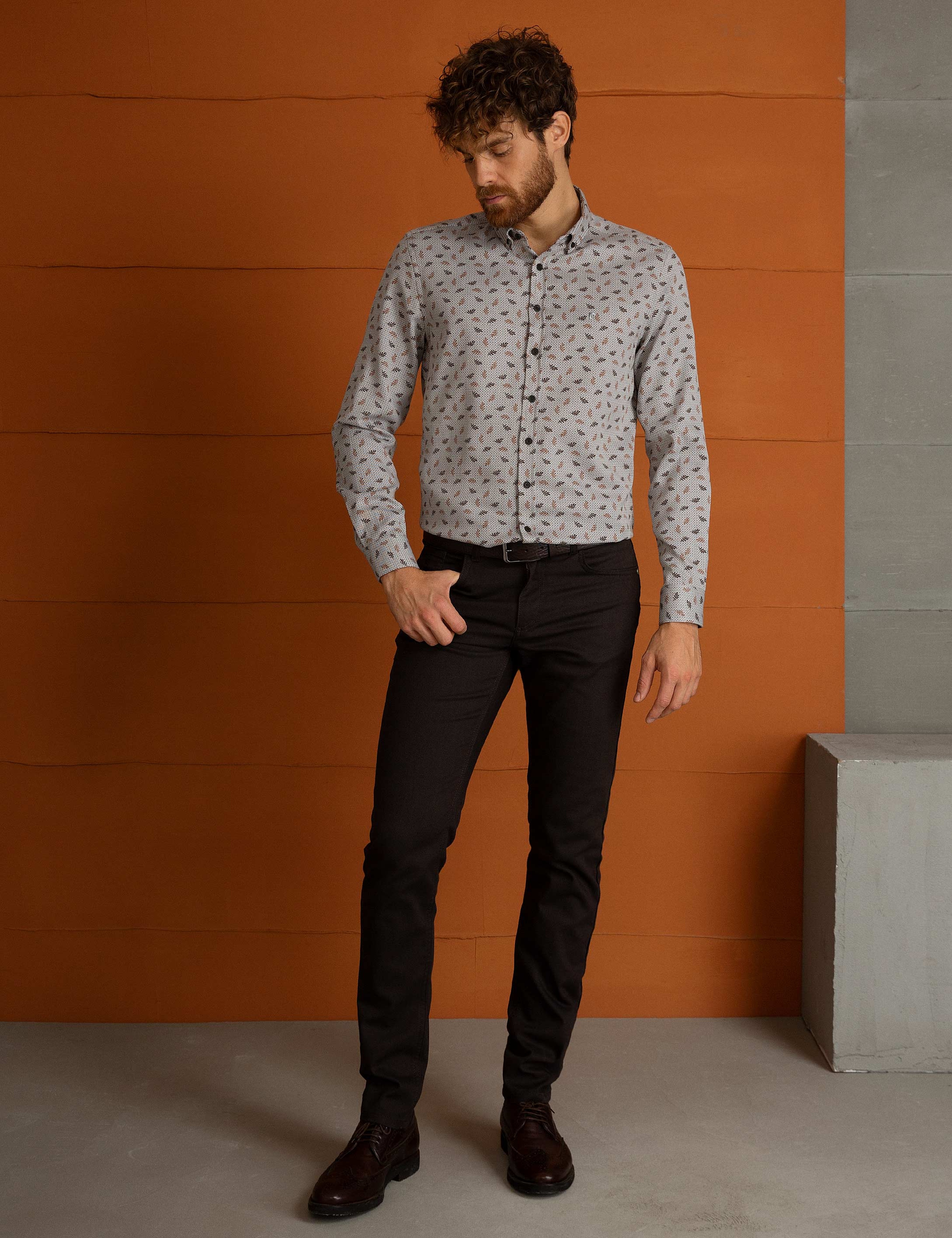 Kahverengi Slim Fit Gömlek - Image 1