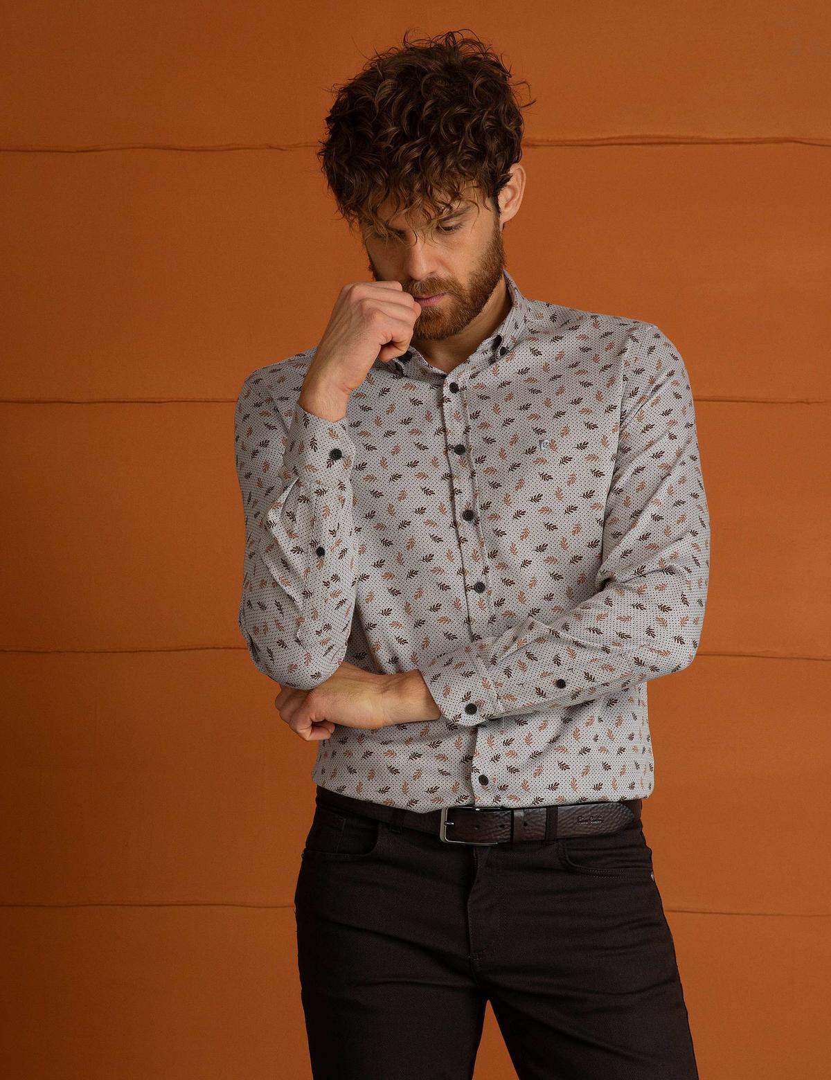 Kahverengi Slim Fit Gömlek - 50194892002