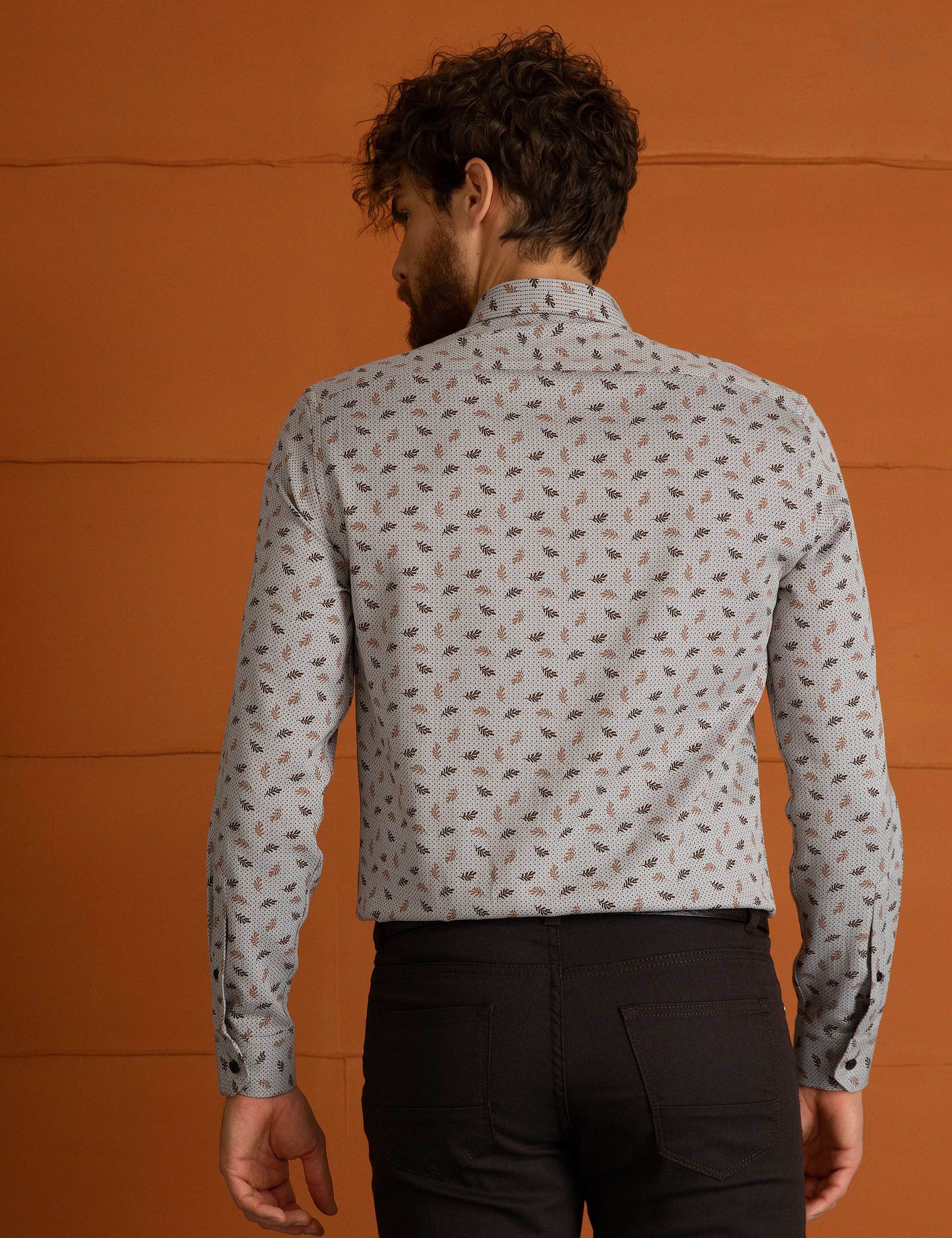 Kahverengi Slim Fit Gömlek - Image 3