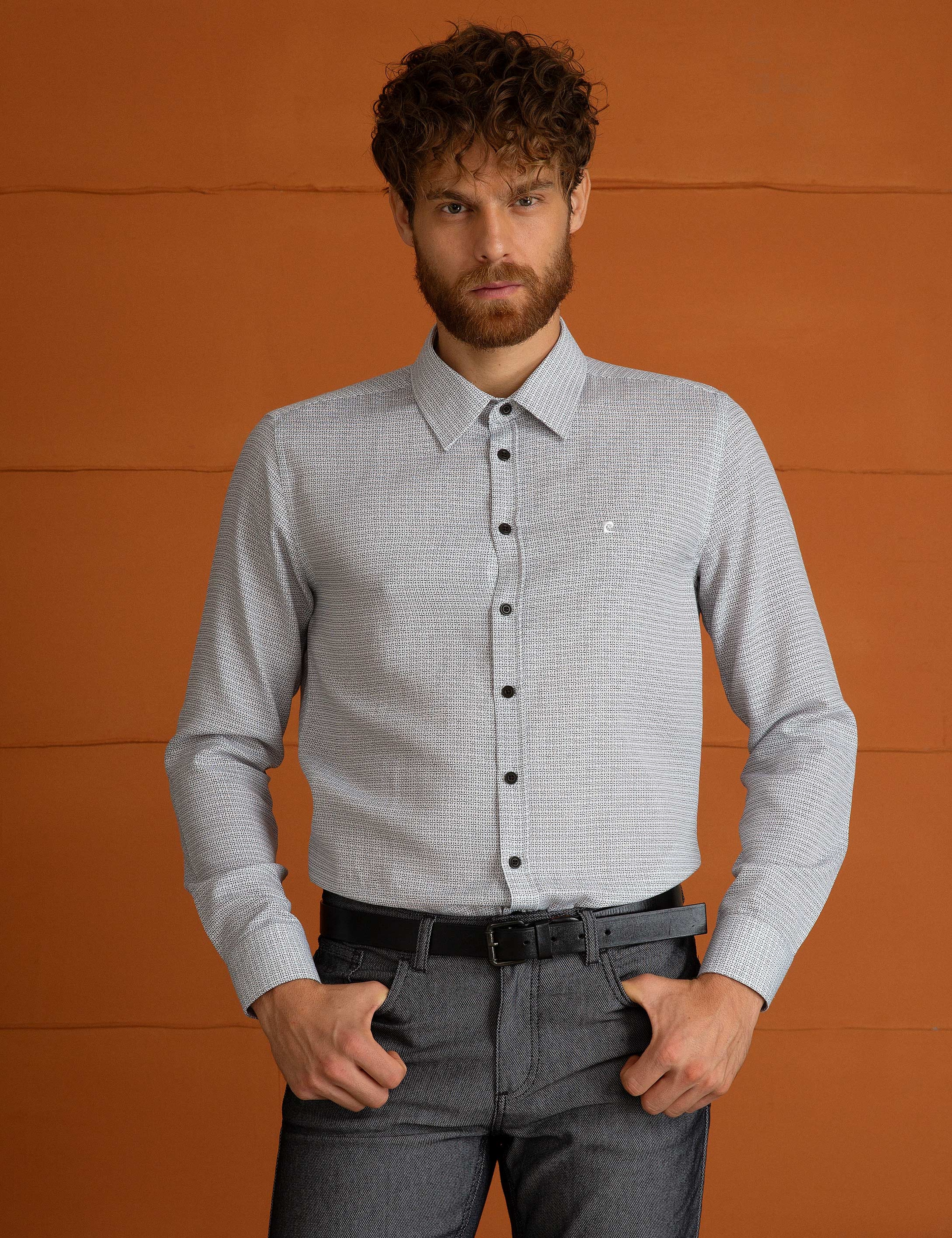 Beyaz Slim Fit Gömlek - Image 2
