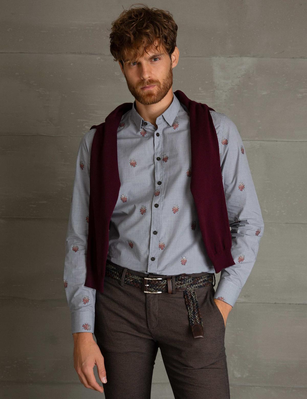 Siyah Slim Fit Uzun Kollu Gömlek - 50193488014