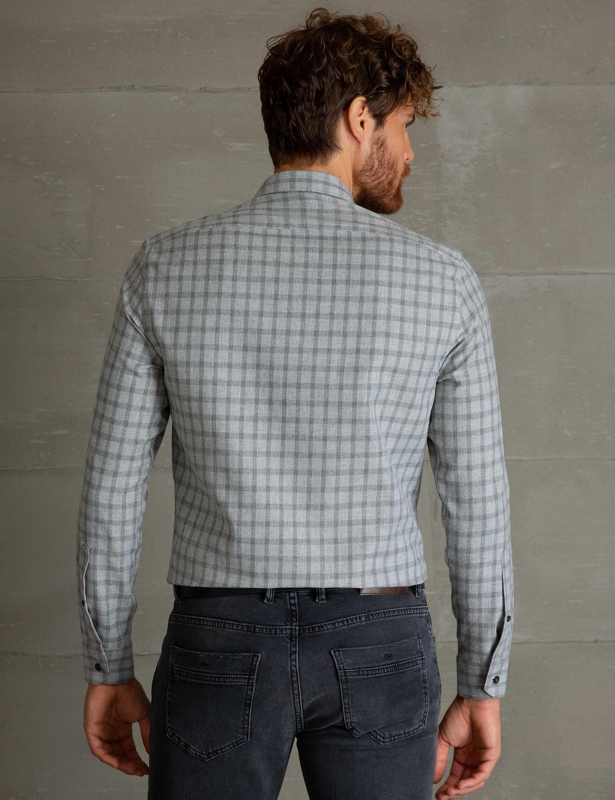 Açık Gri Slim Fit Gömlek - 50193965002