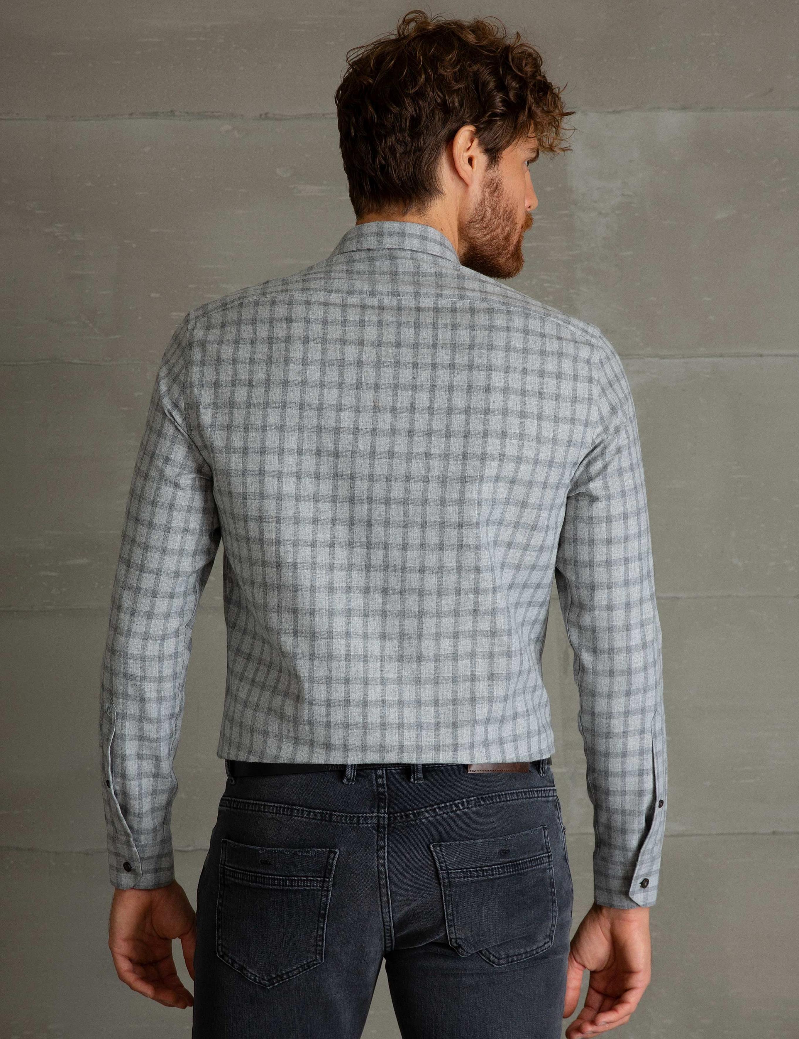 Açık Gri Slim Fit Gömlek