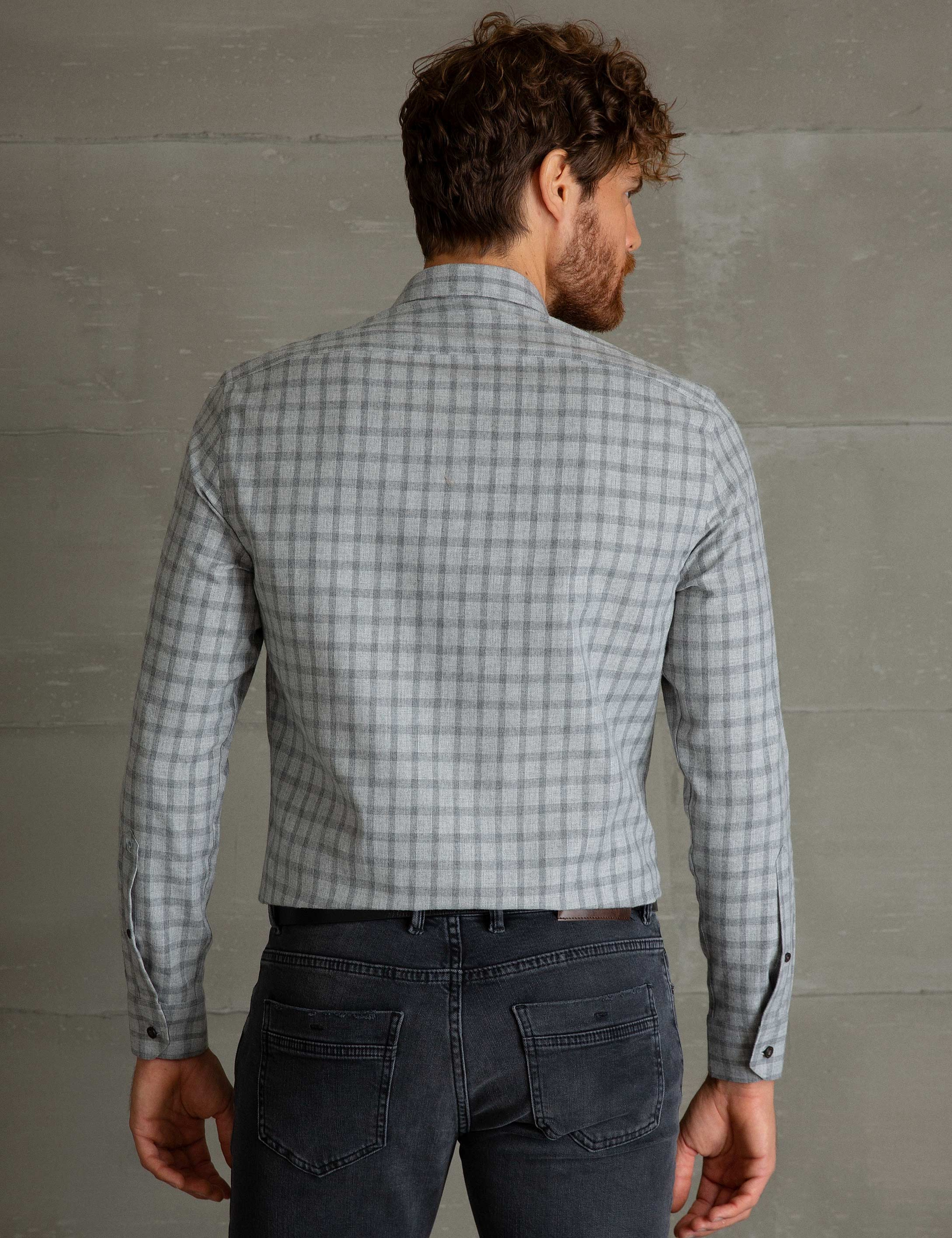 Açık Gri Slim Fit Gömlek