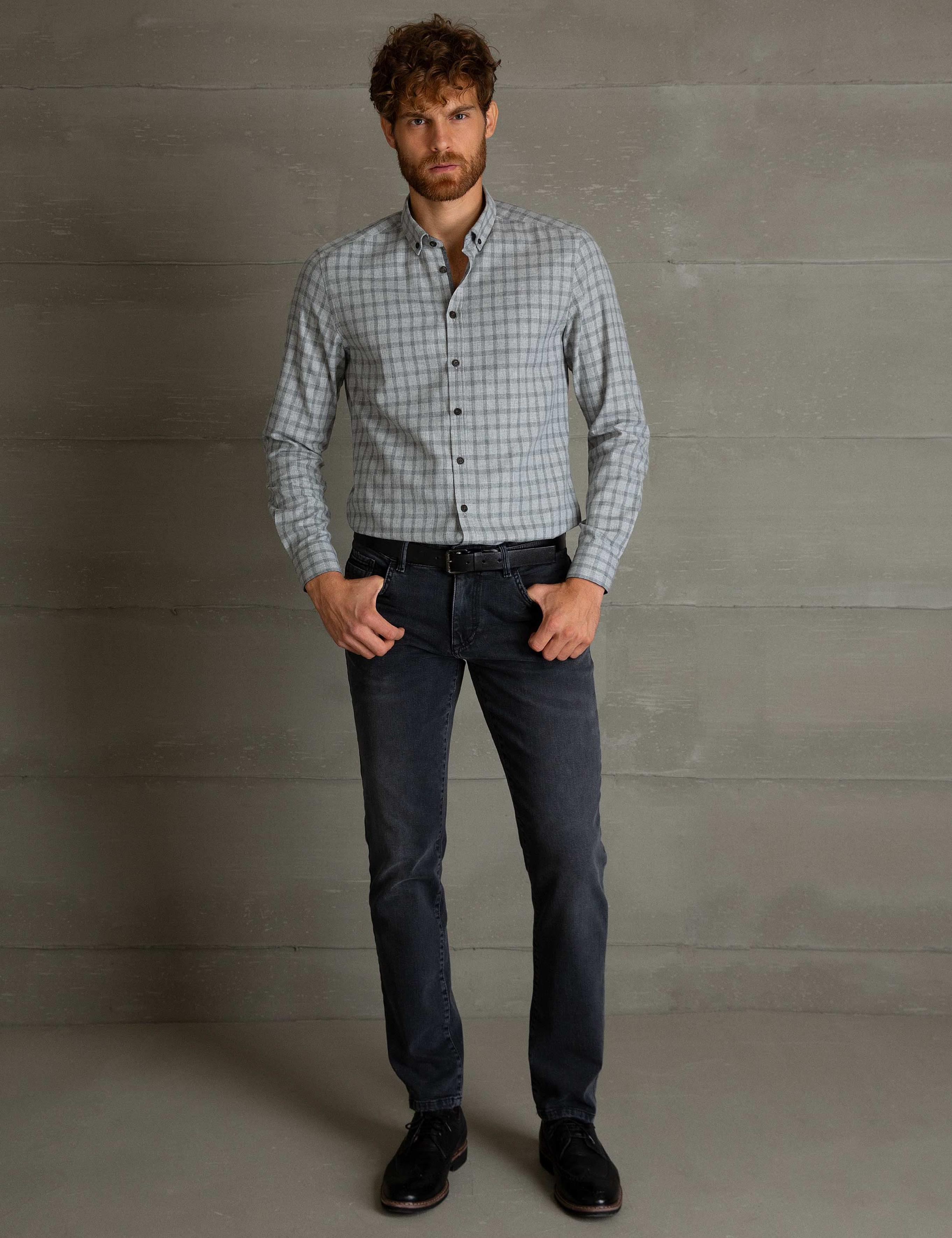 Açık Gri Slim Fit Gömlek