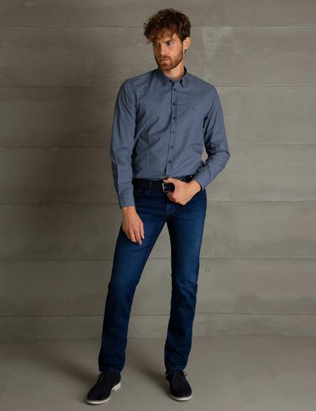 Lacivert Slim Fit Uzun Kollu Gömlek - 50194676016