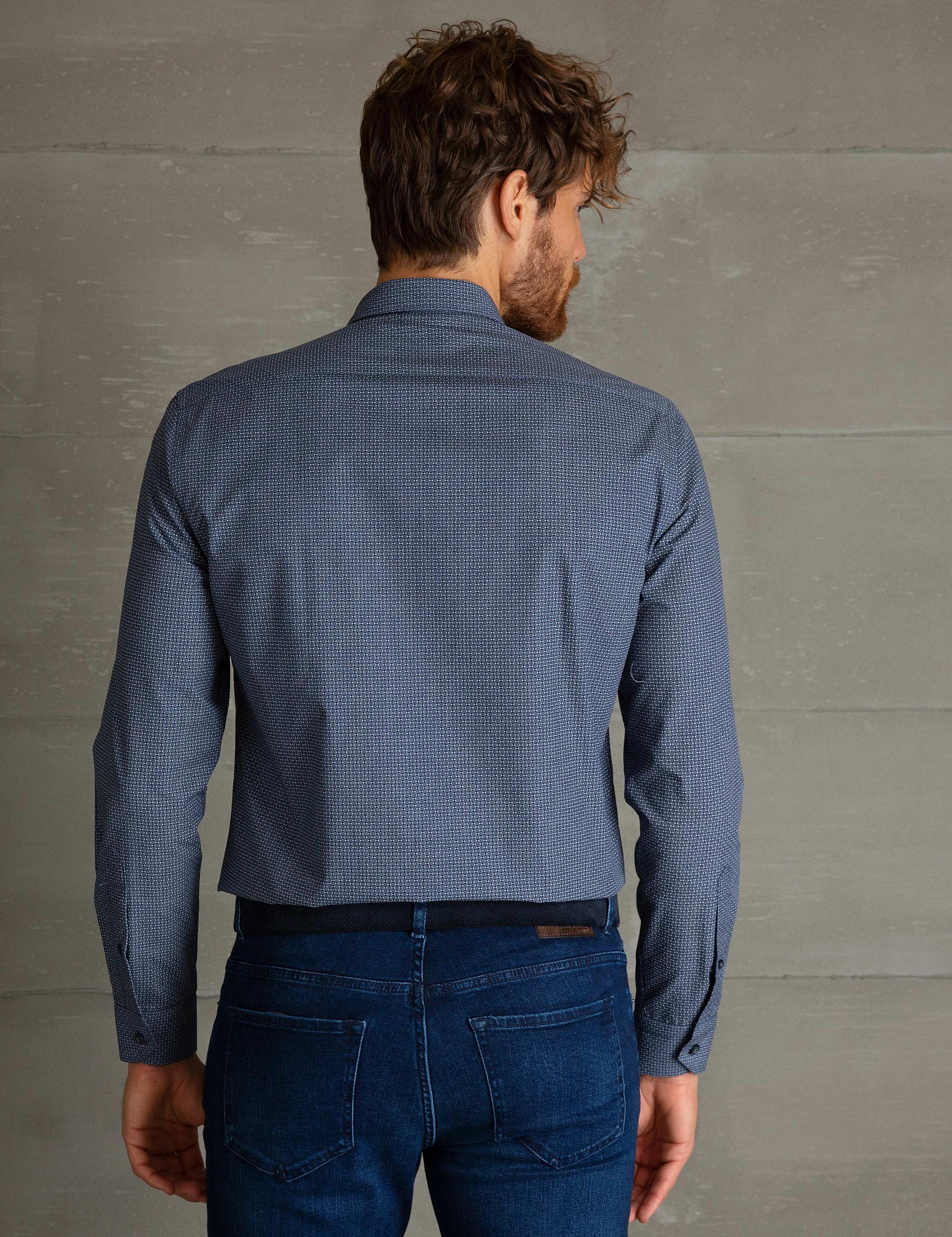 Lacivert Slim Fit Uzun Kollu Gömlek