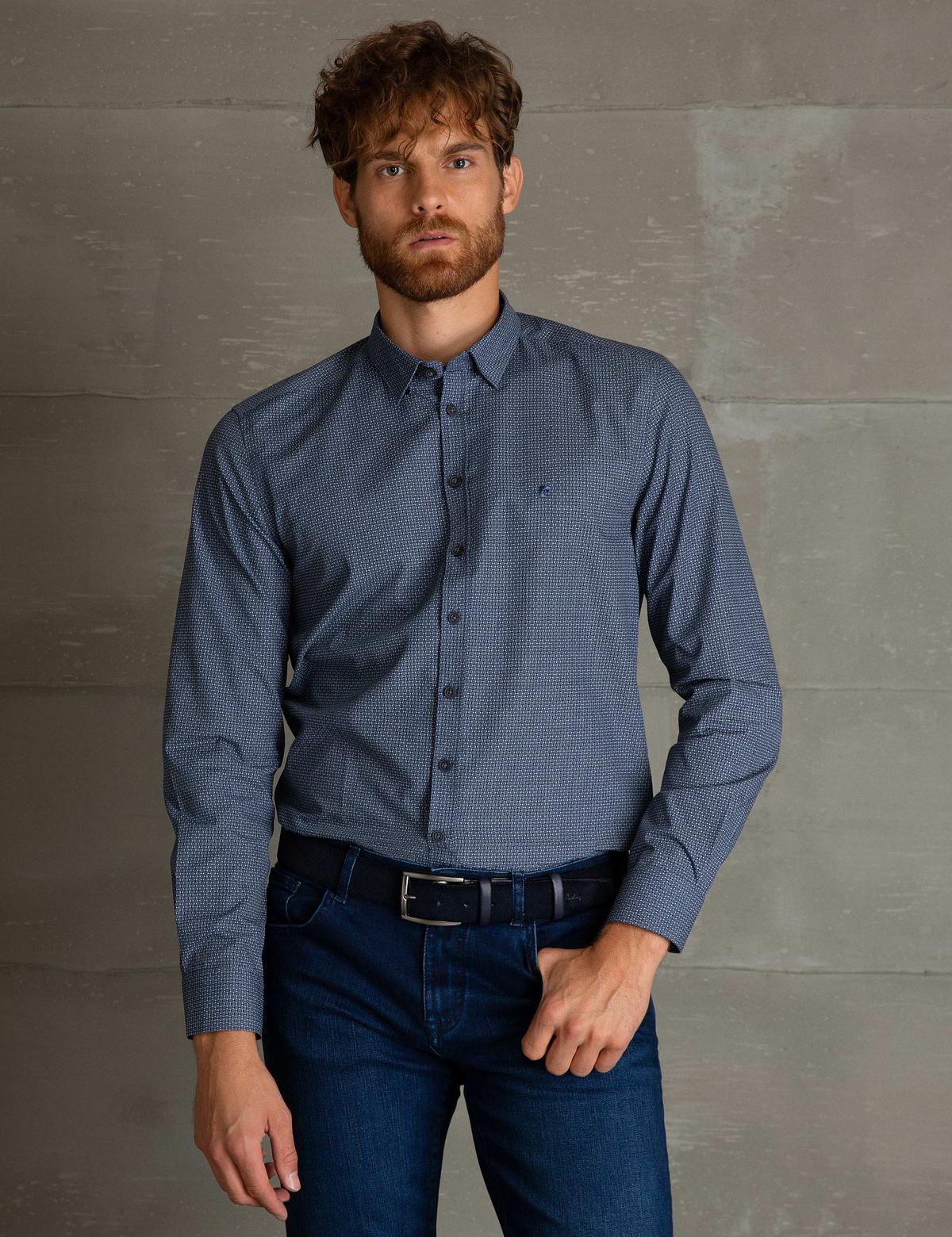 Lacivert Slim Fit Uzun Kollu Gömlek - 50194676016