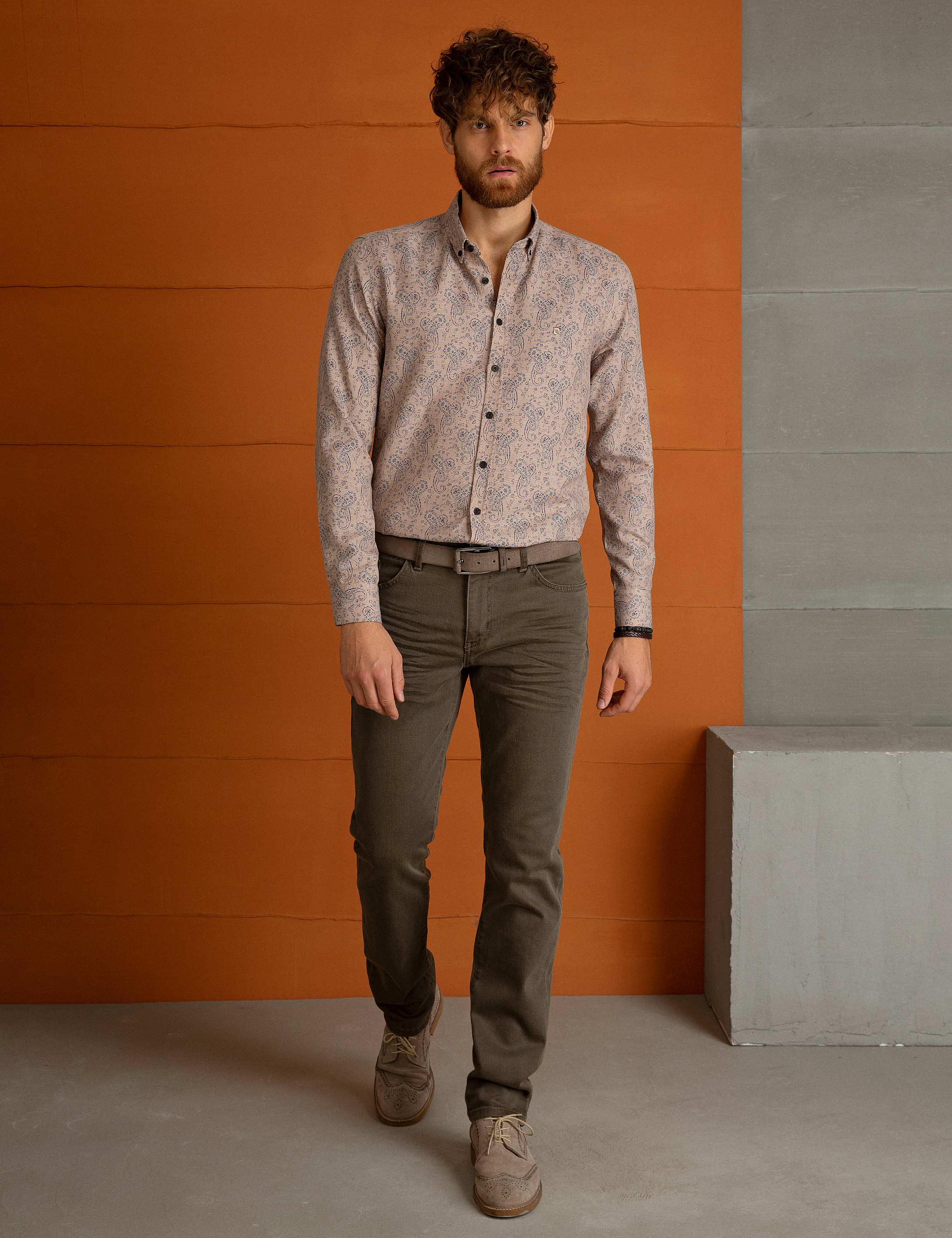 Bej Slim Fit Gömlek