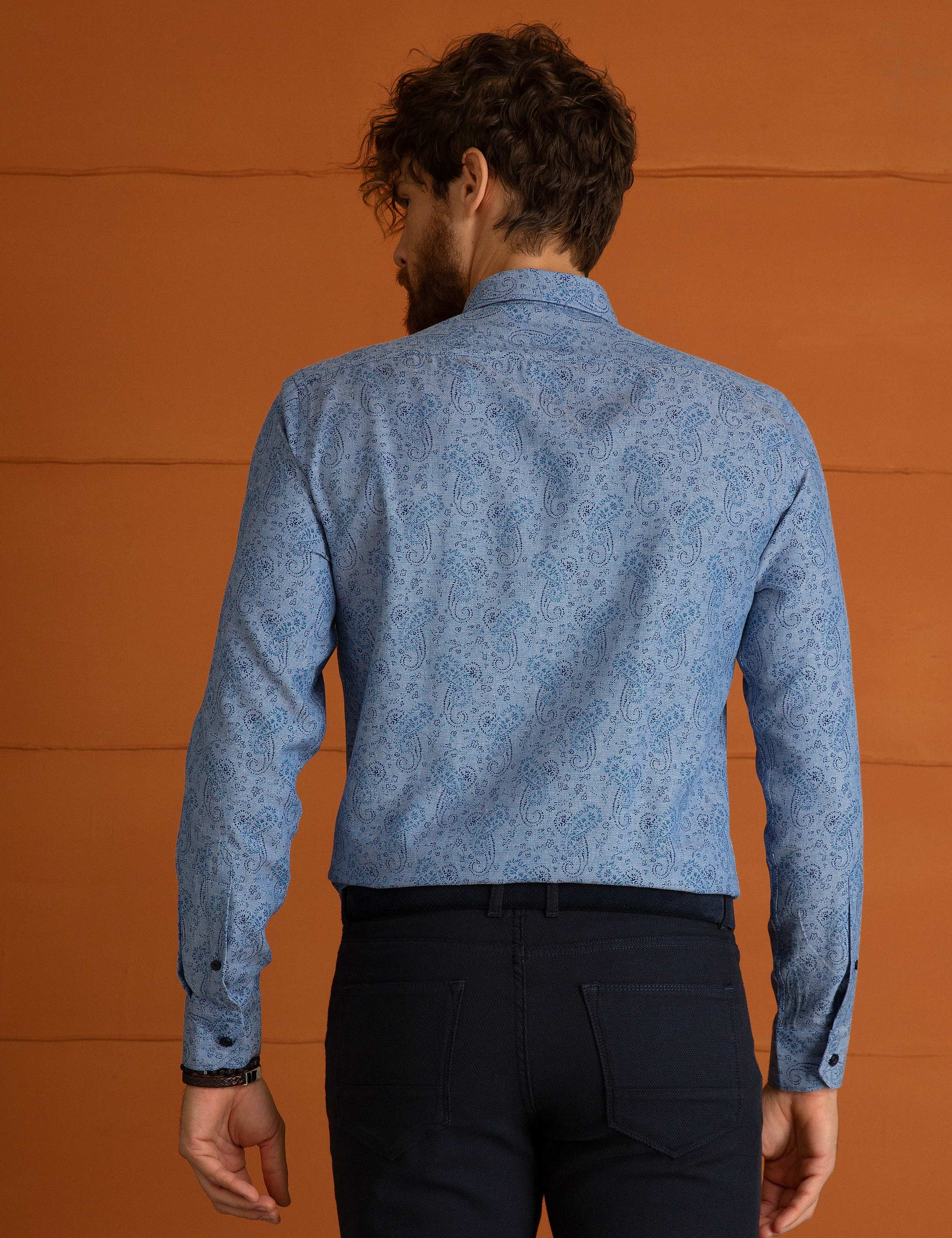 Mavi Slim Fit Gömlek - Image 3