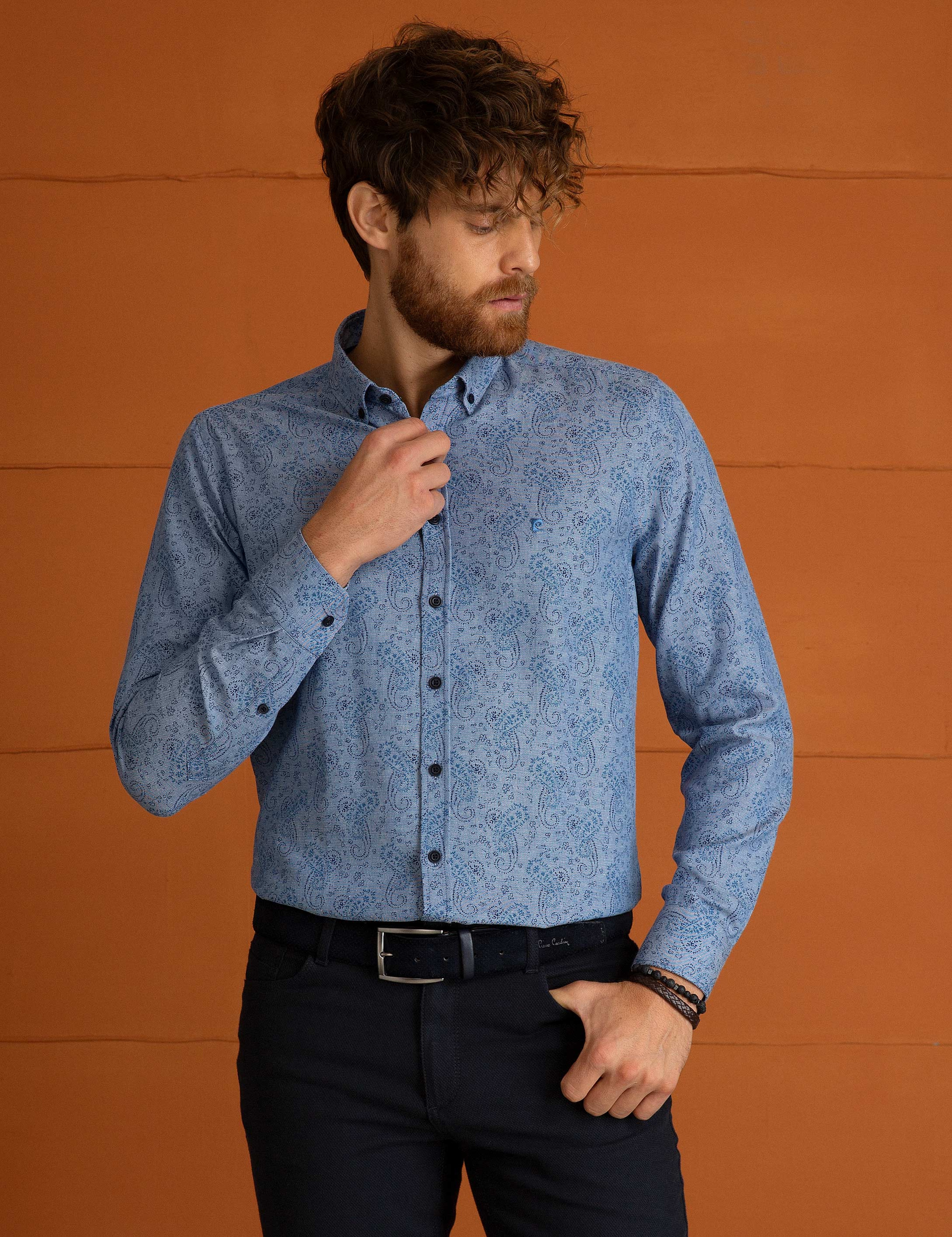 Mavi Slim Fit Gömlek - Image 2
