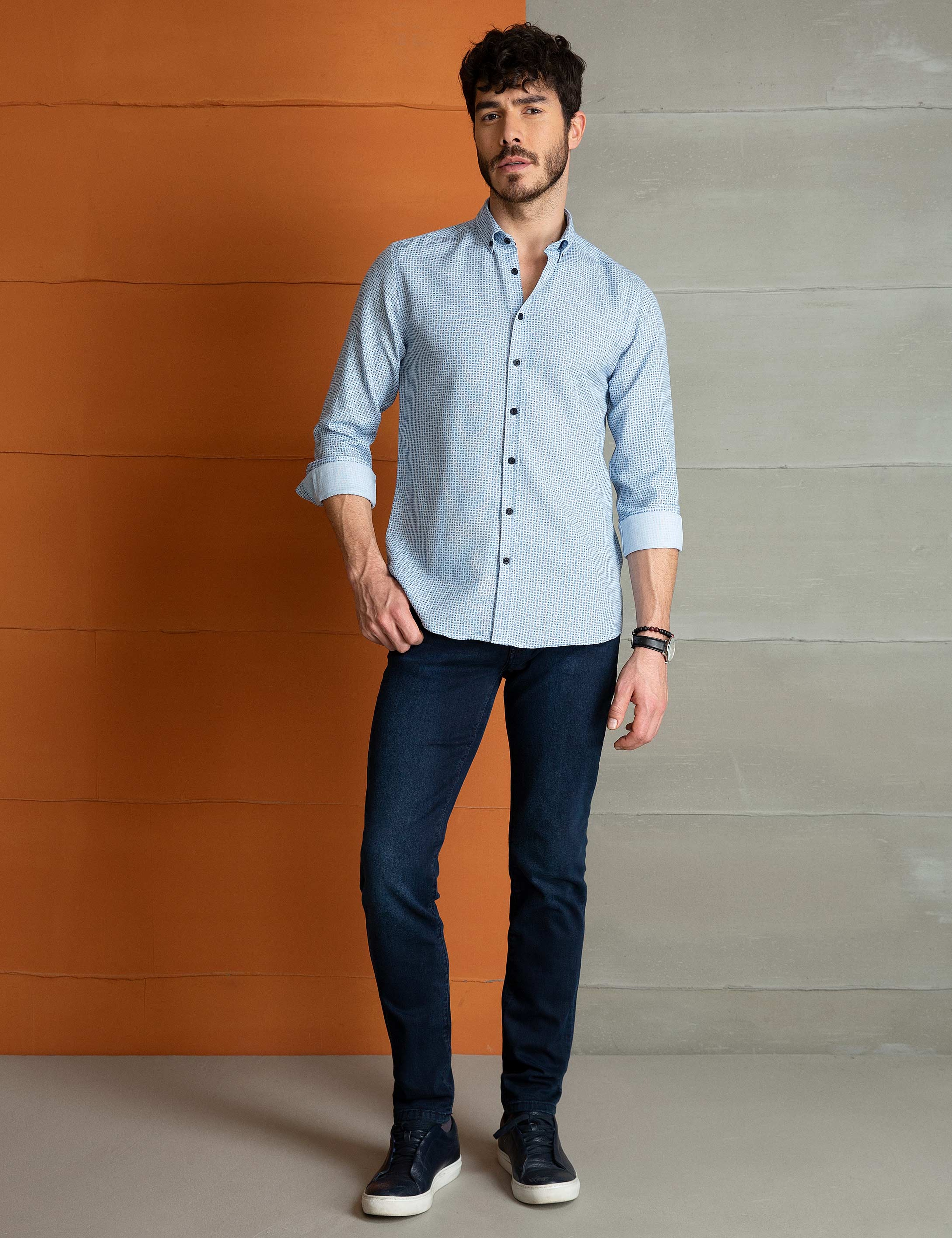 Mavi Slim Fit Gömlek - Image 3