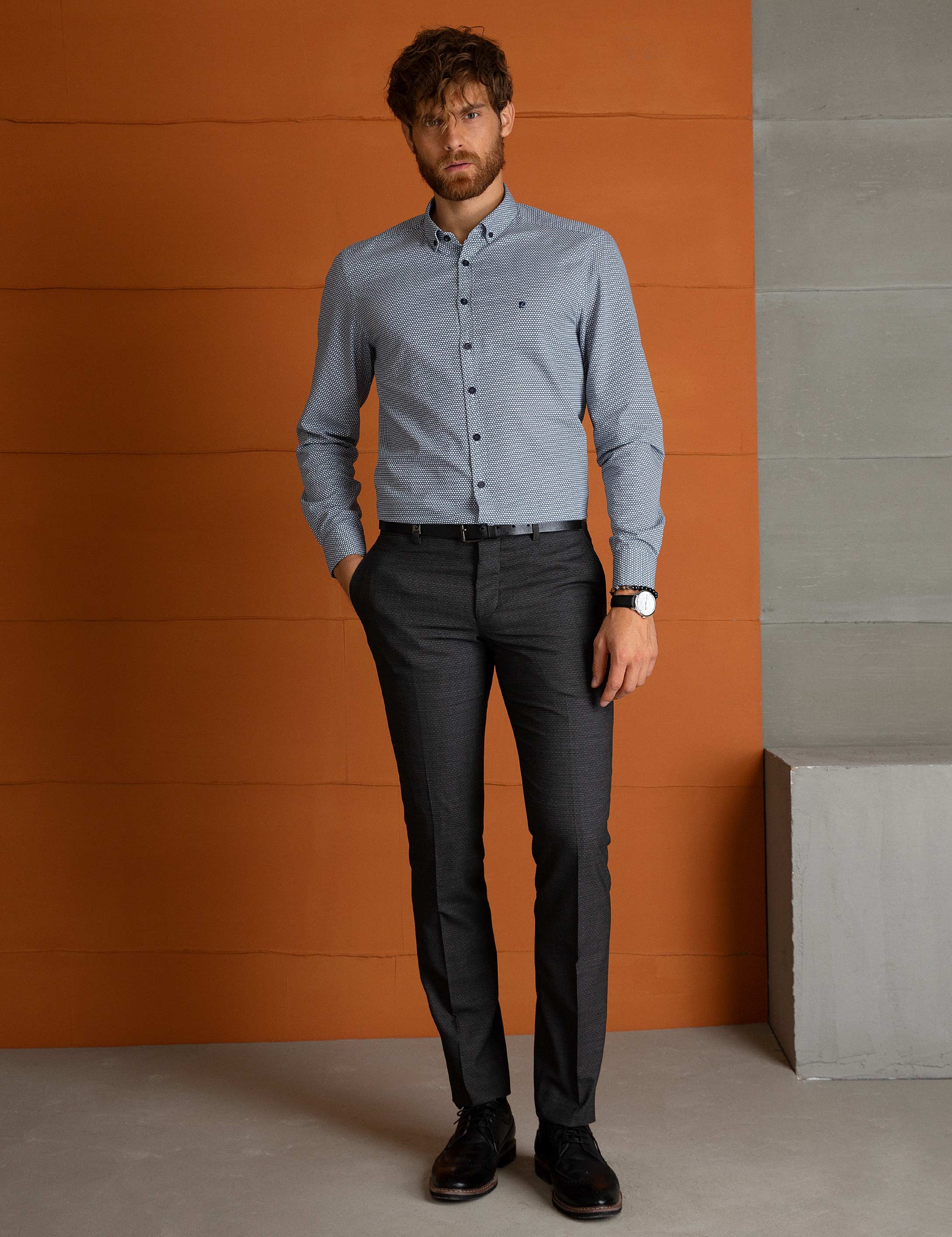 Lacivert Slim Fit Gömlek - Image 1