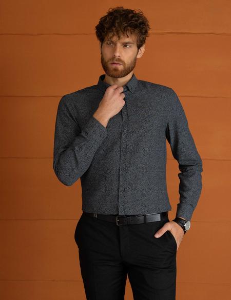 Antrasit Gri Slim Fit Gömlek - 50194946001