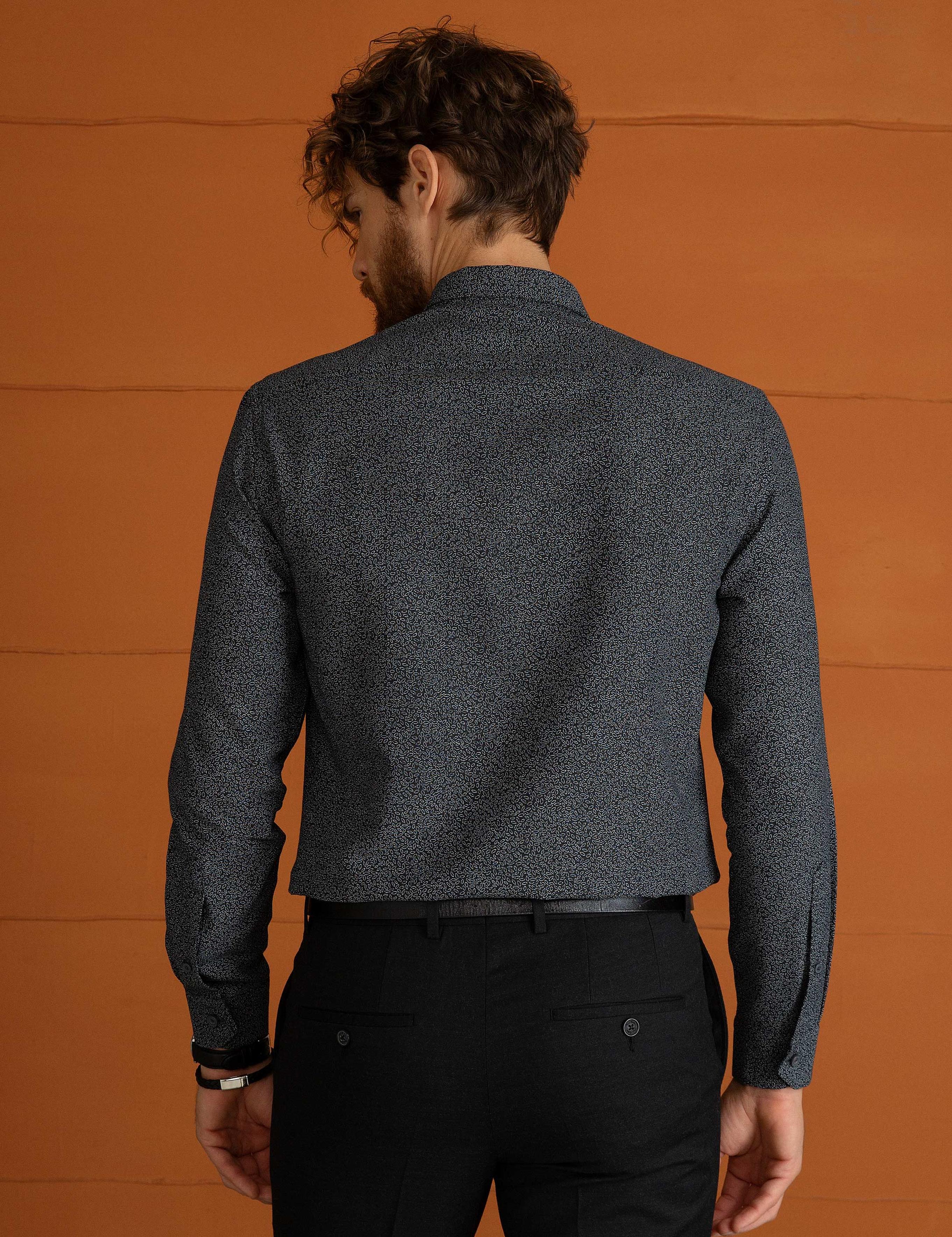 Antrasit Gri Slim Fit Gömlek