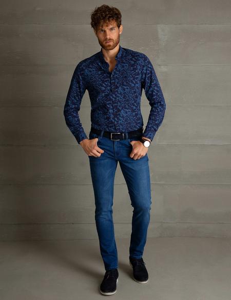Lacivert Slim Fit Uzun Kollu Gömlek - 50194964001