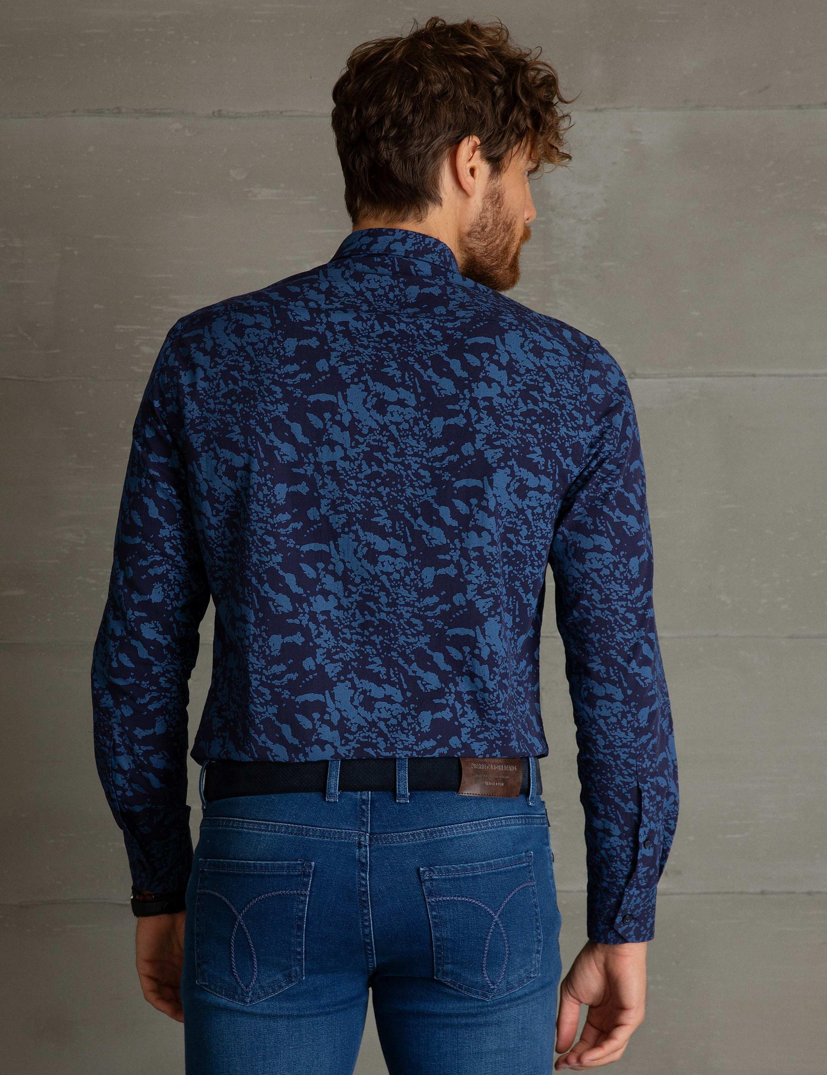 Lacivert Slim Fit Uzun Kollu Gömlek