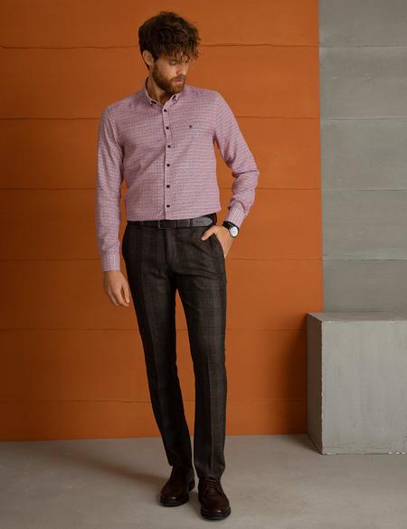 Kırmızı Slim Fit Uzun Kollu Gömlek - 50194970001