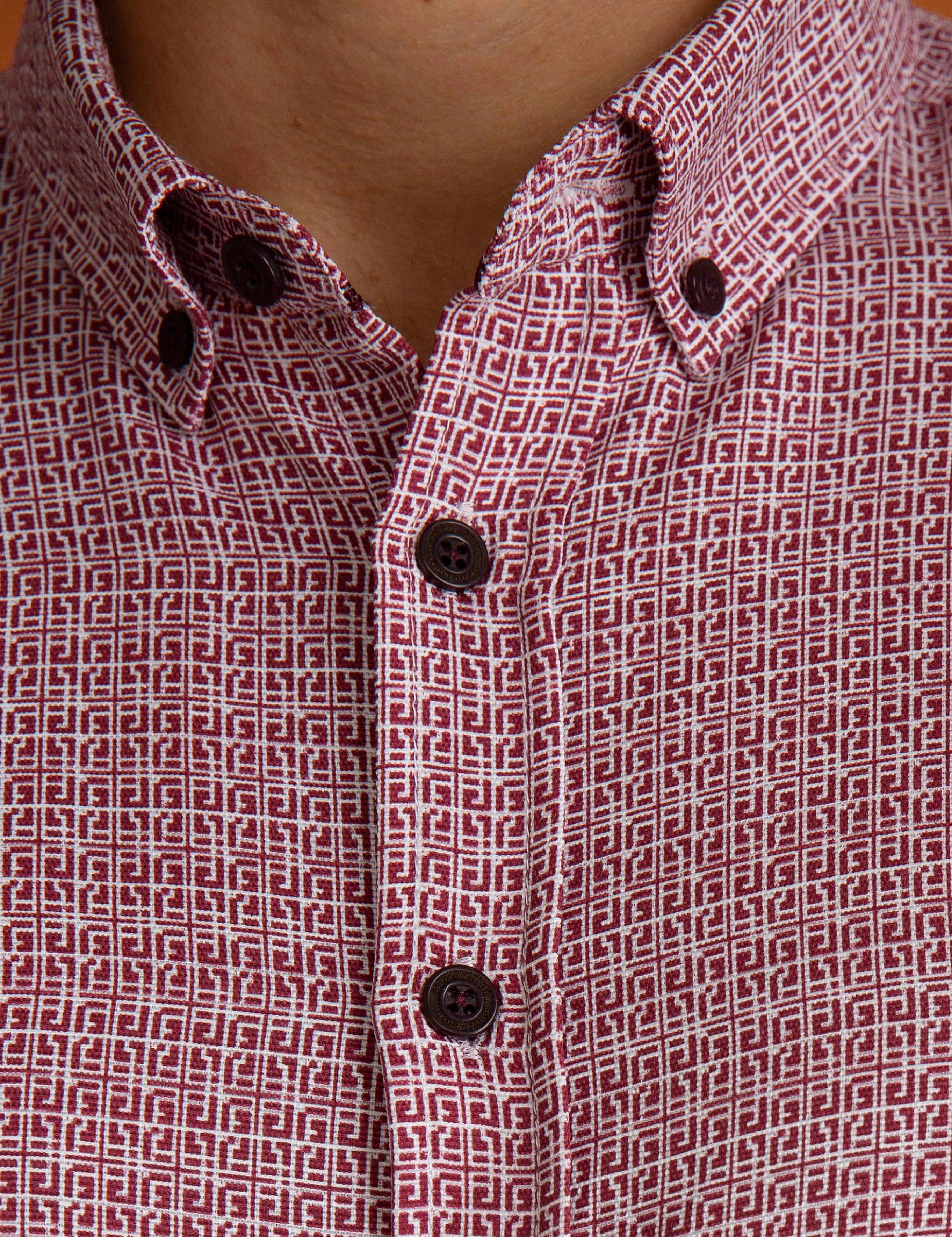 Kırmızı Slim Fit Uzun Kollu Gömlek