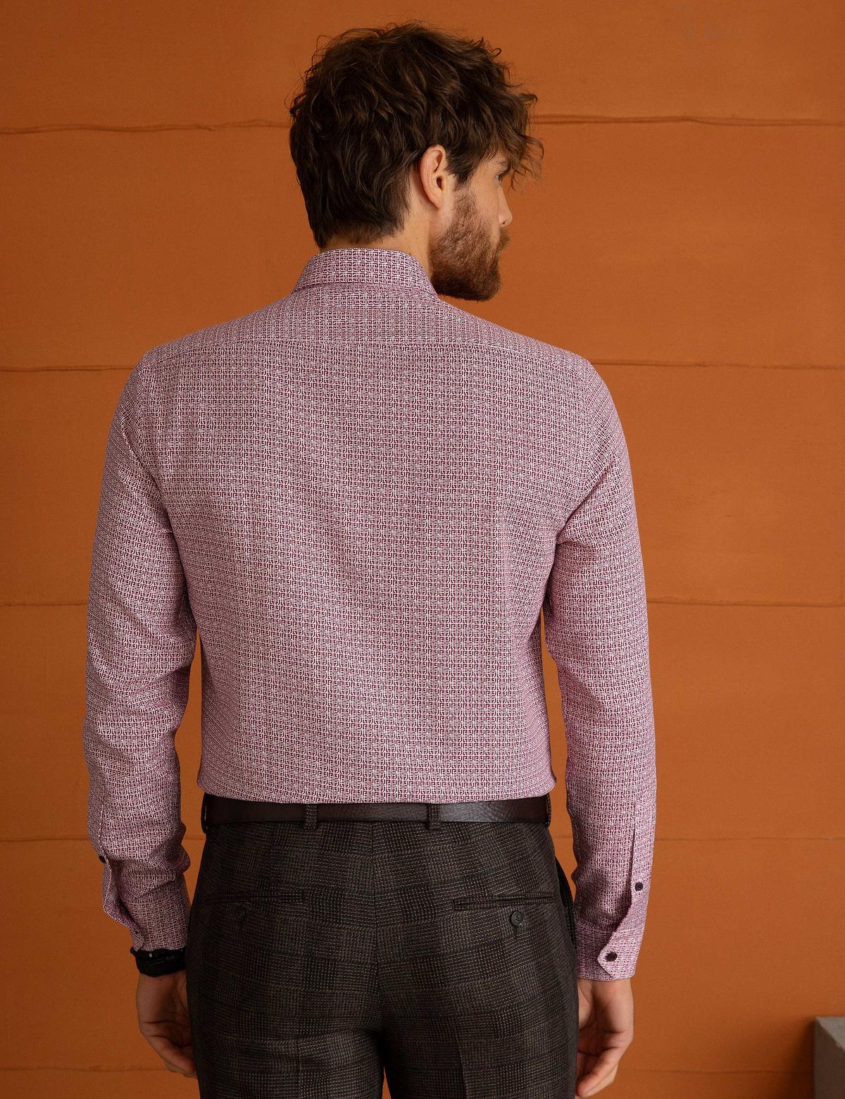 Kırmızı Slim Fit Uzun Kollu Gömlek - 50194970001