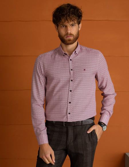 Kırmızı Slim Fit Uzun Kollu Gömlek - 50194970001