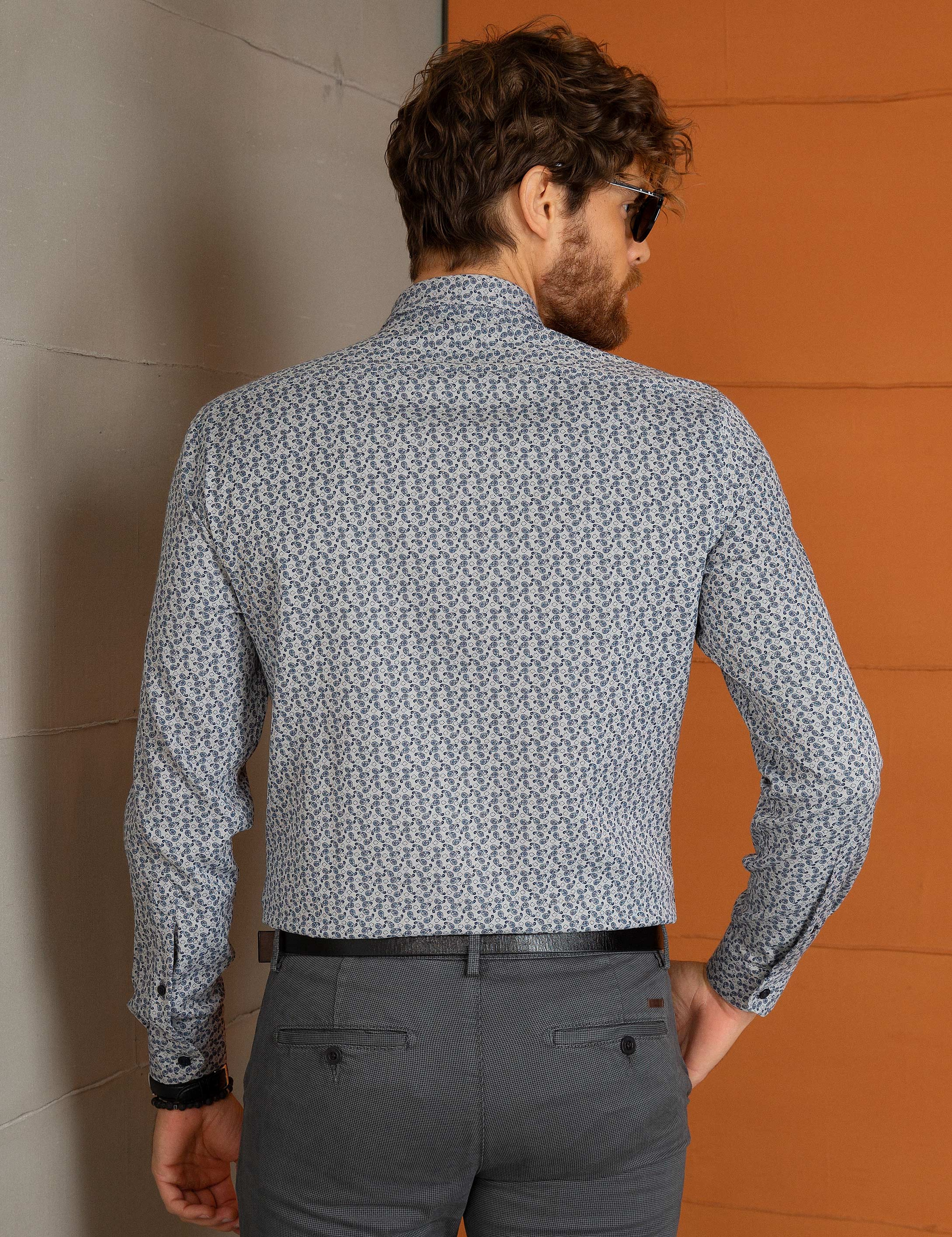 Koyu Mavi Slim Fit Gömlek - Image 3