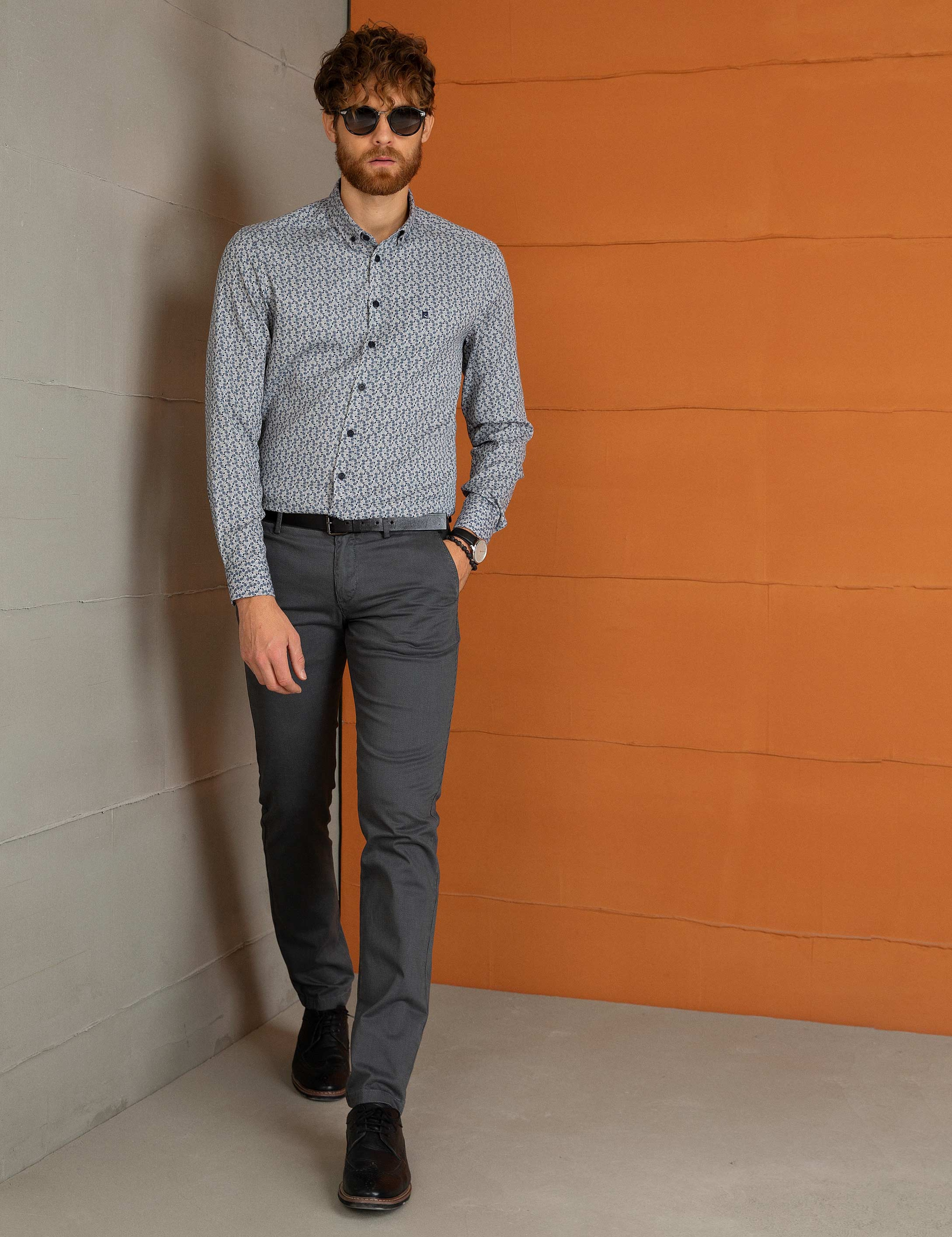 Koyu Mavi Slim Fit Gömlek - Image 1