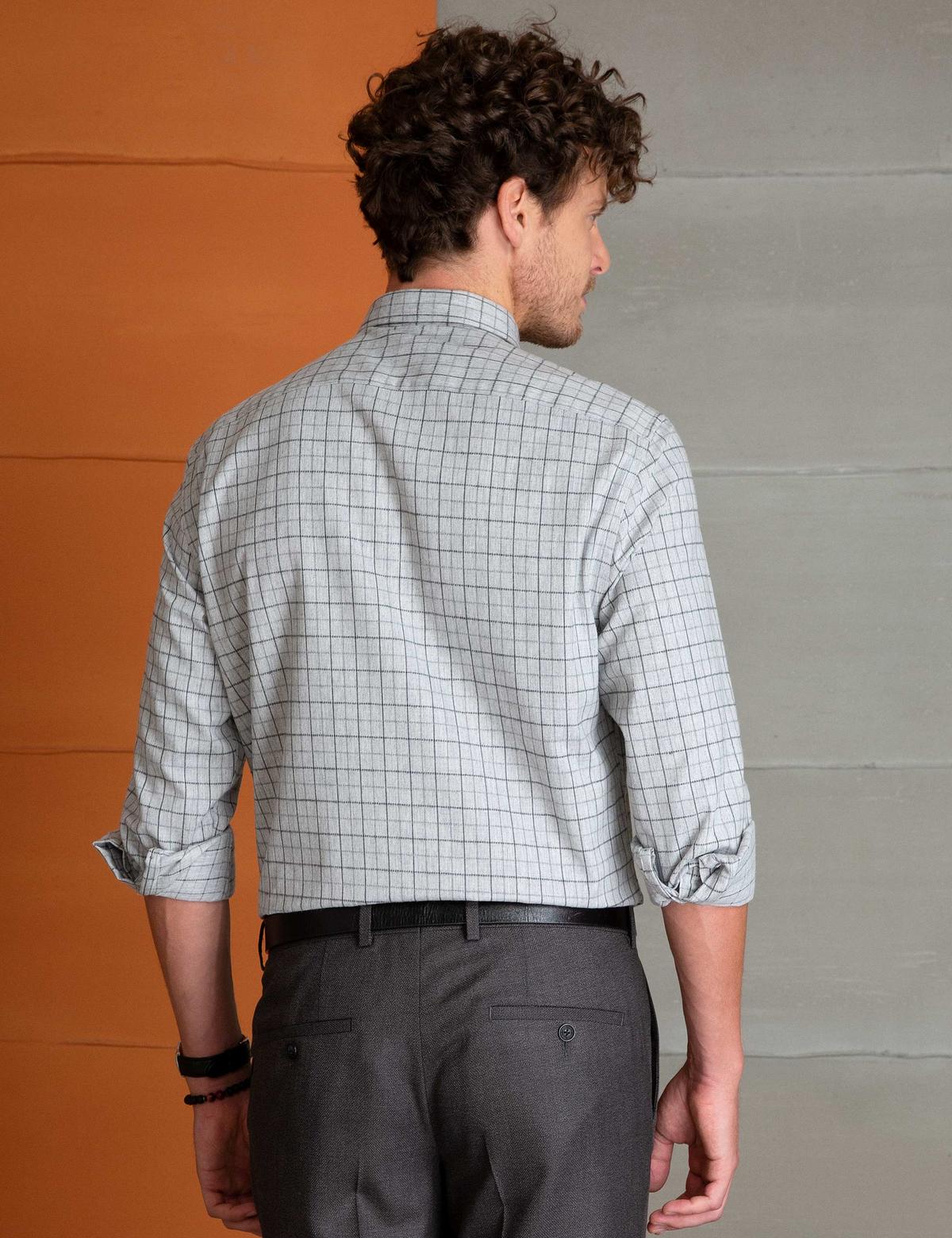 Gri Regular Fit Uzun Kollu Gömlek - 50195178016