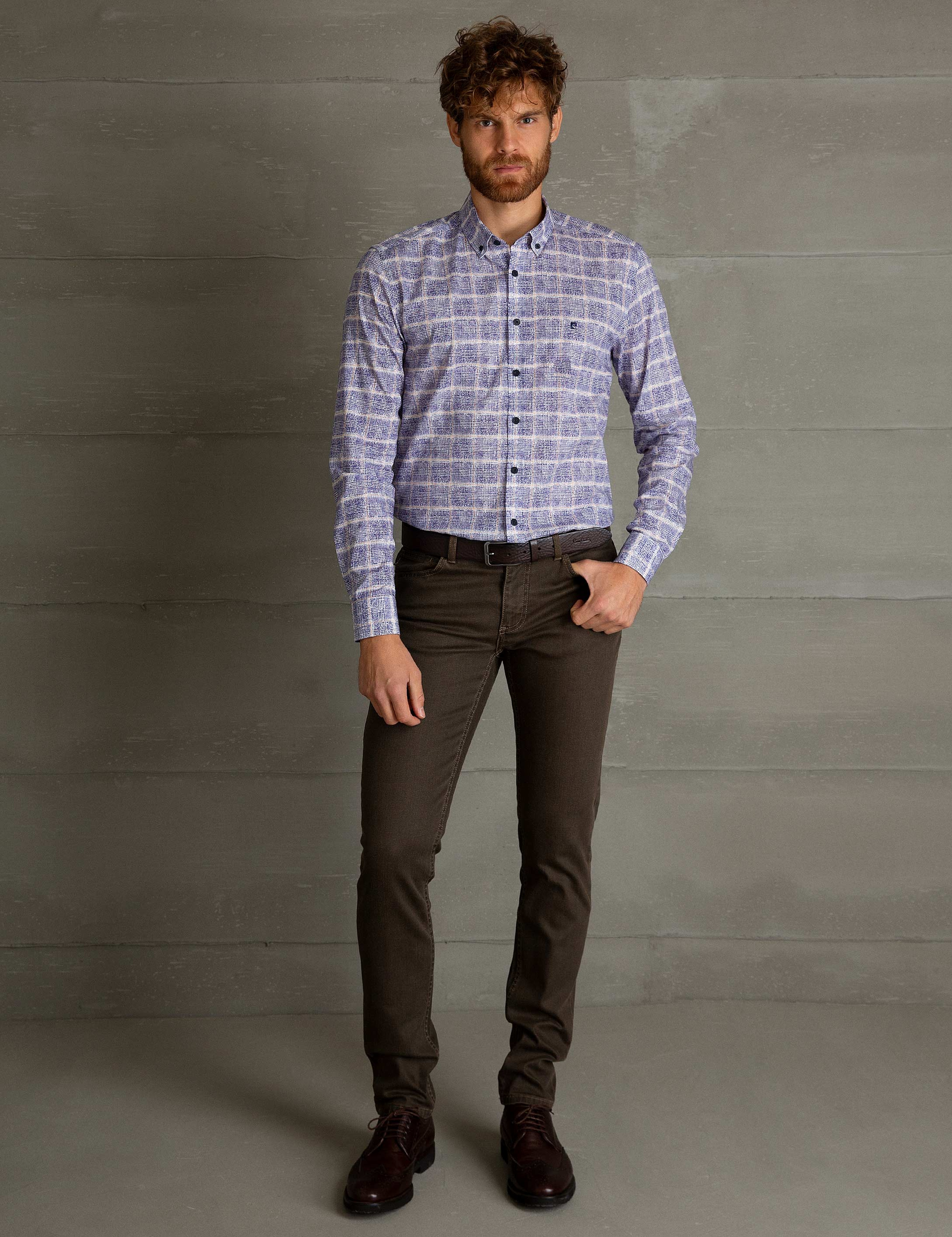 Mavi Slim Fit Gömlek - Image 1