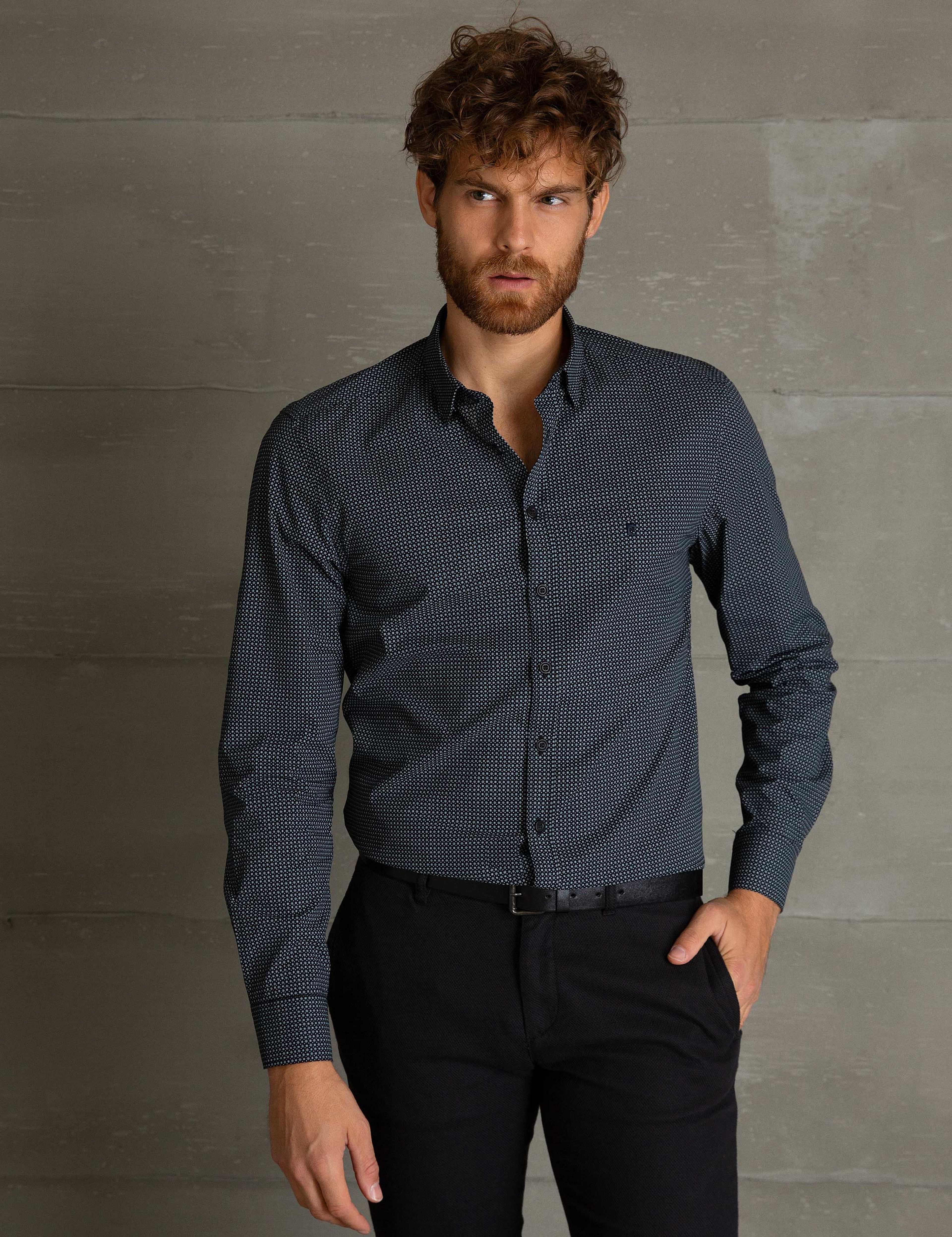 Siyah Slim Fit Gömlek - Image 2